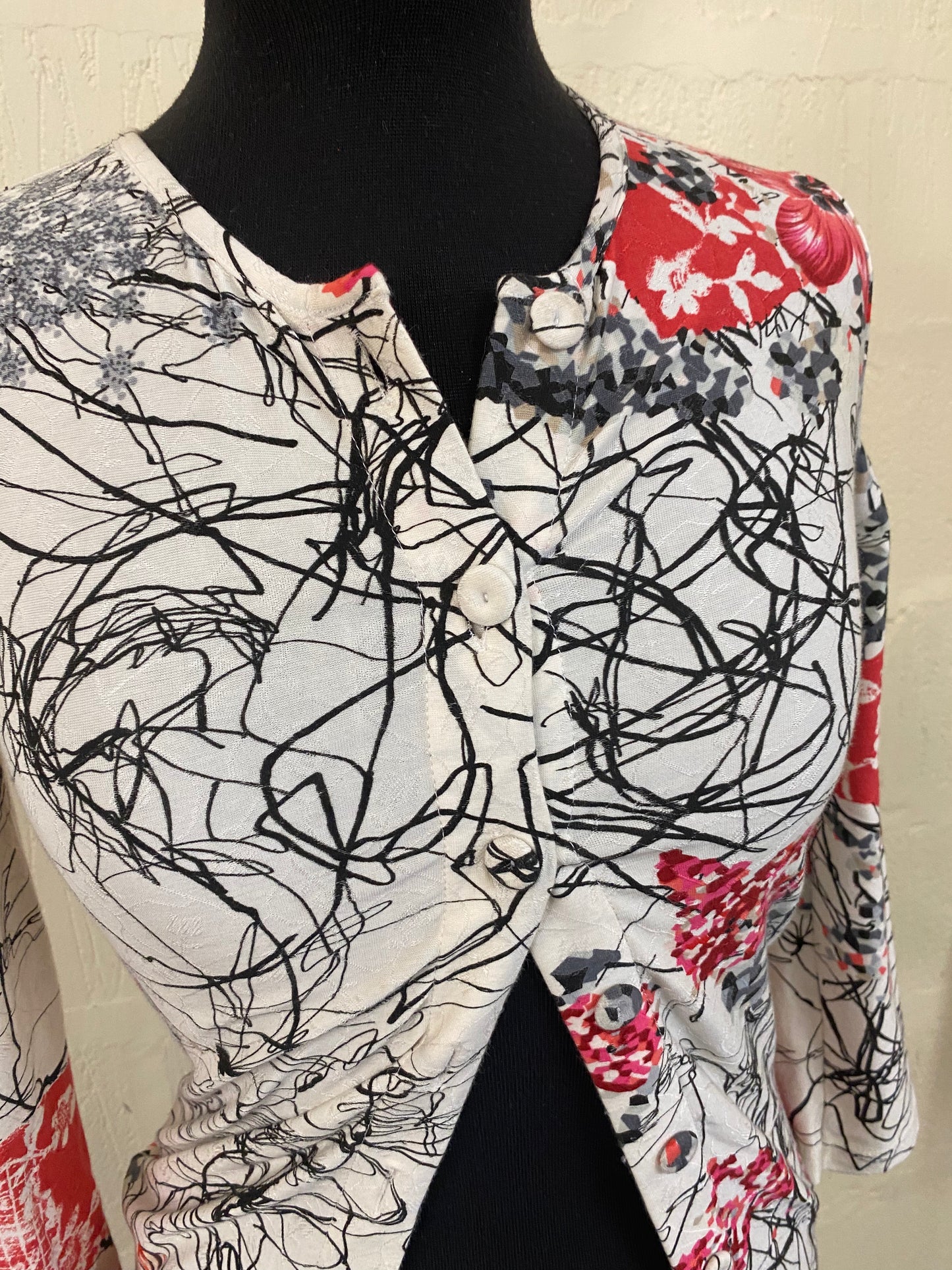 Bazar by Christian Lacroix Red and Black Graphic Cardigan Size S
