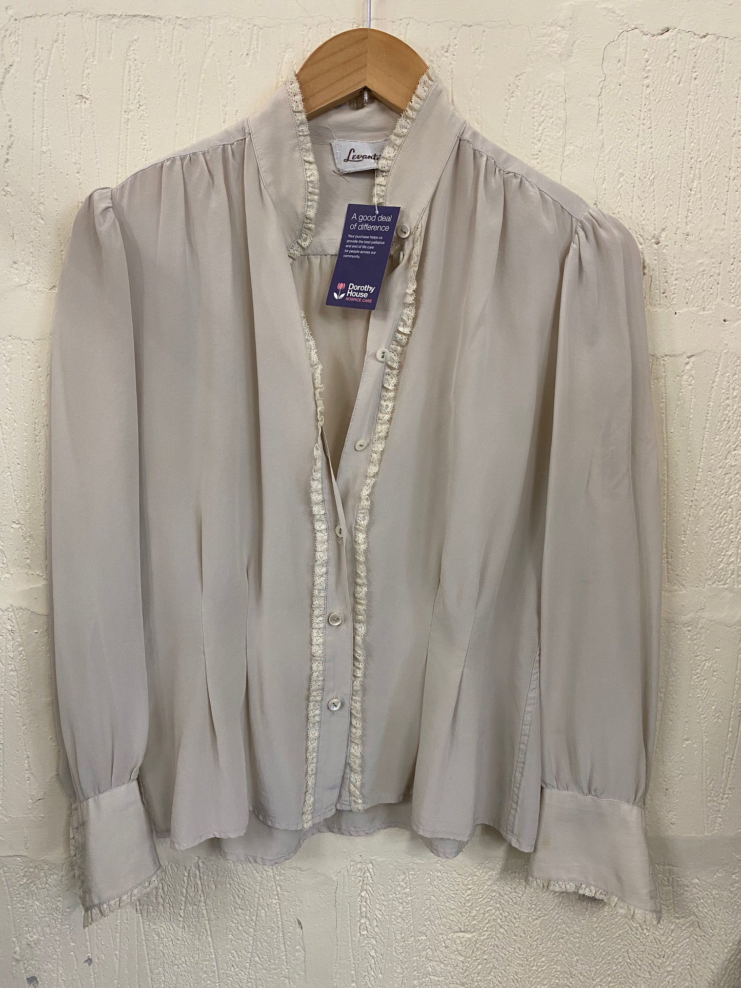 Vintage Cream Silk 70s Blouse Size 12