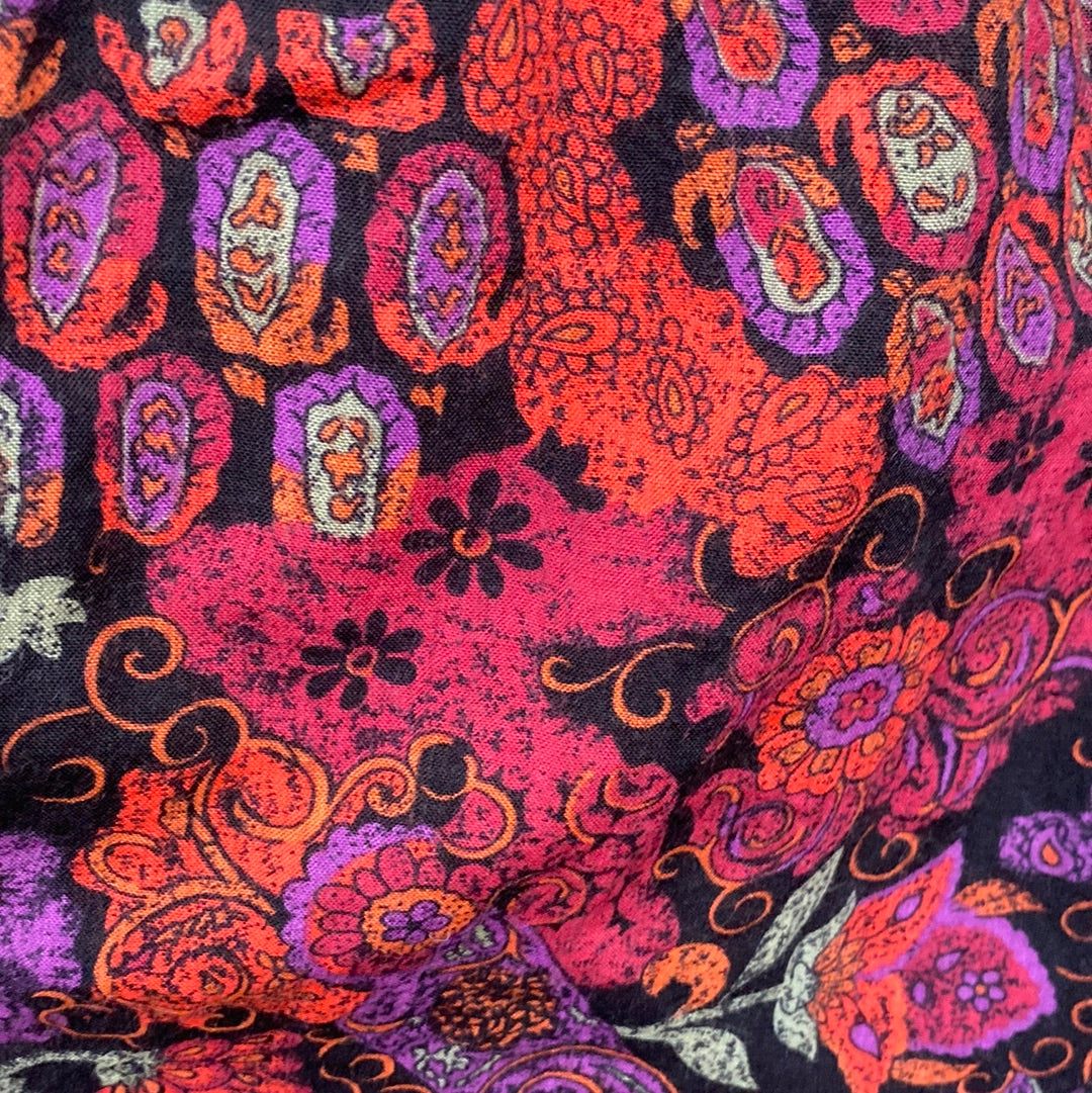 Vintage Red and Pink Printed Summer Skirt - Size 12