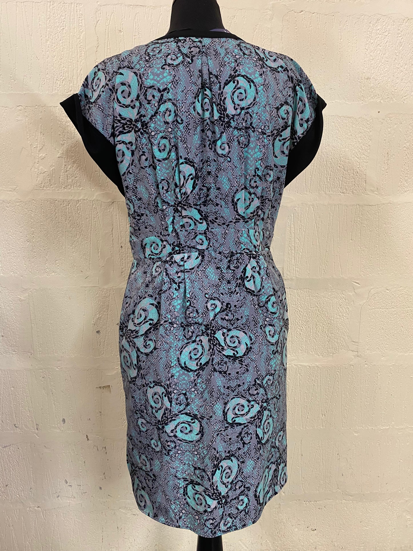 Biba Floral and Snake Print Blue Knee Length Dress Size `10