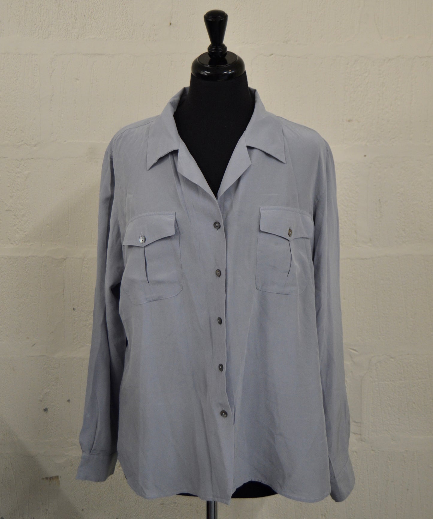 Vintage Dove Grey Silk Blouse Size 18