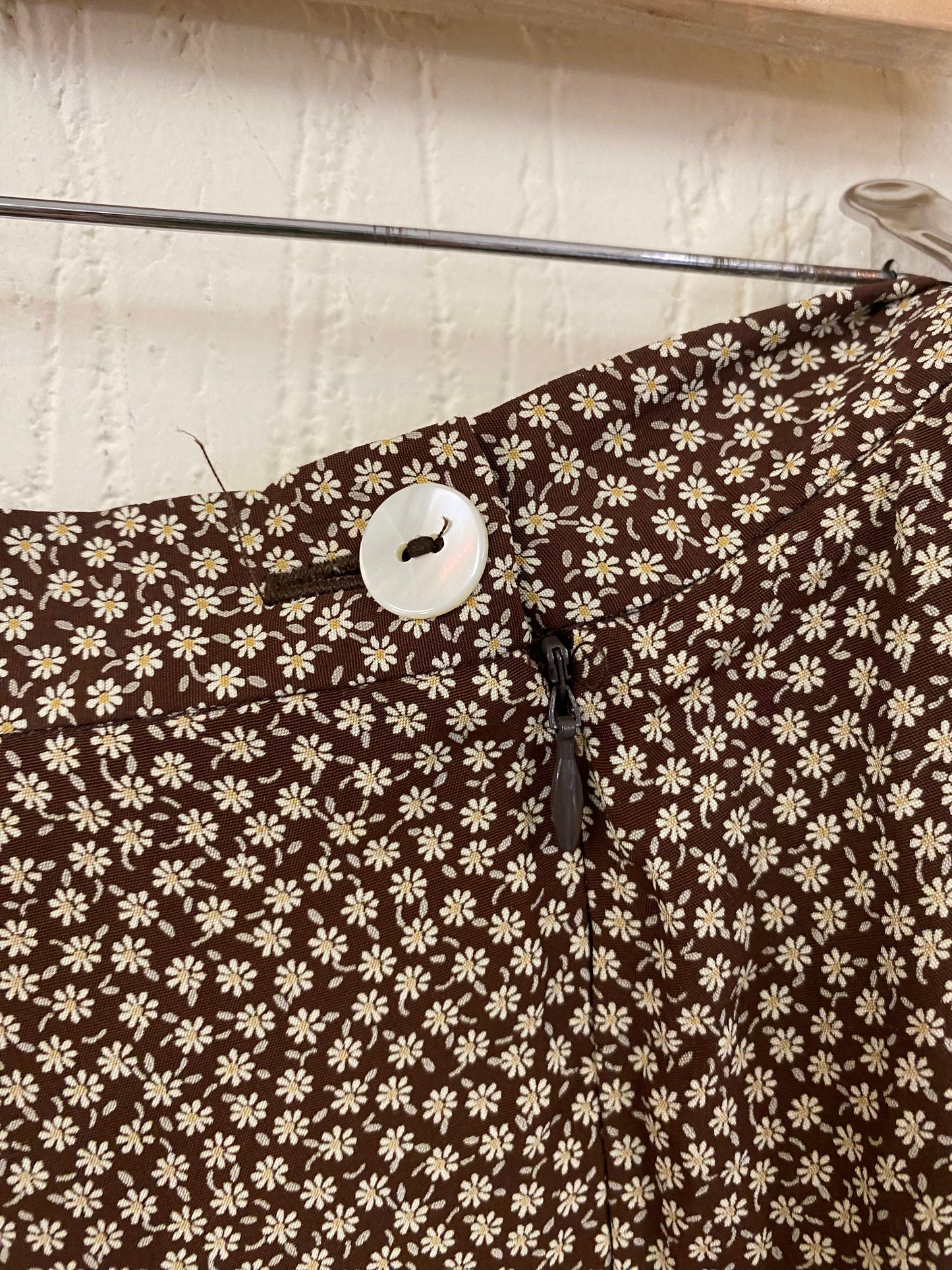 1990s Vintage Brown Ditsy Floral Skirt Size 12