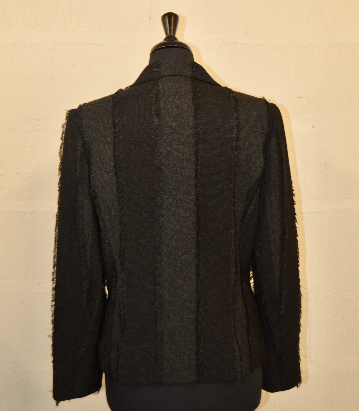 Charcoal Grey Unfinished Edge Blazer Size 14