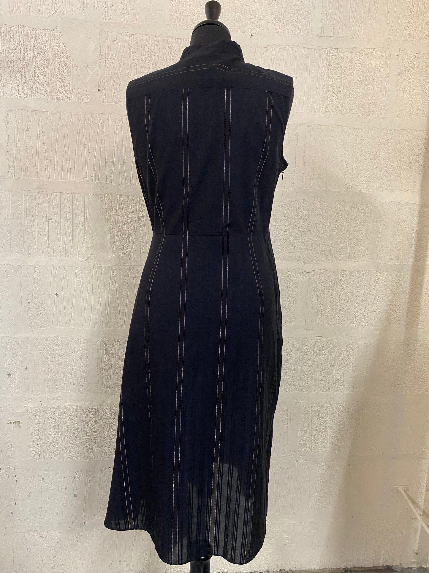 Black with Rose Gold thread Sleeveless Midi Dress Size 14
