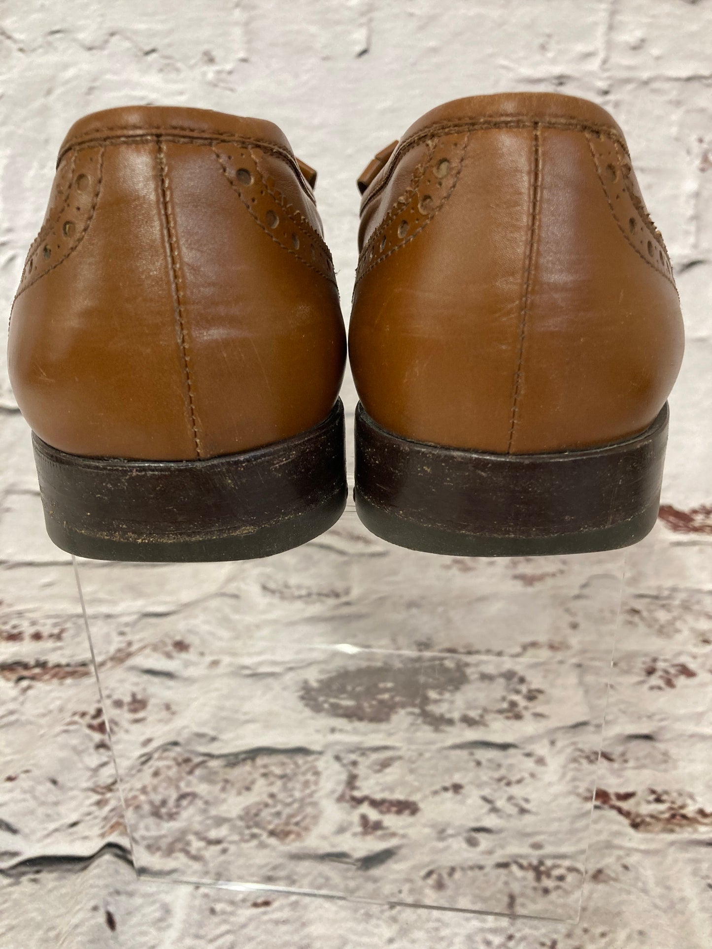 Vintage Manolo Blahnik Tan Leather Fringed Loafers Size 7.5