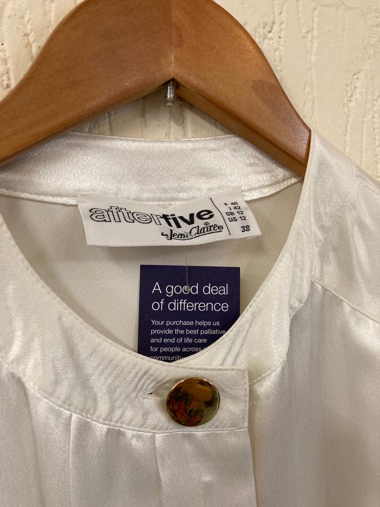 Vintage White Blouse with Gold Accent Buttons Size 12