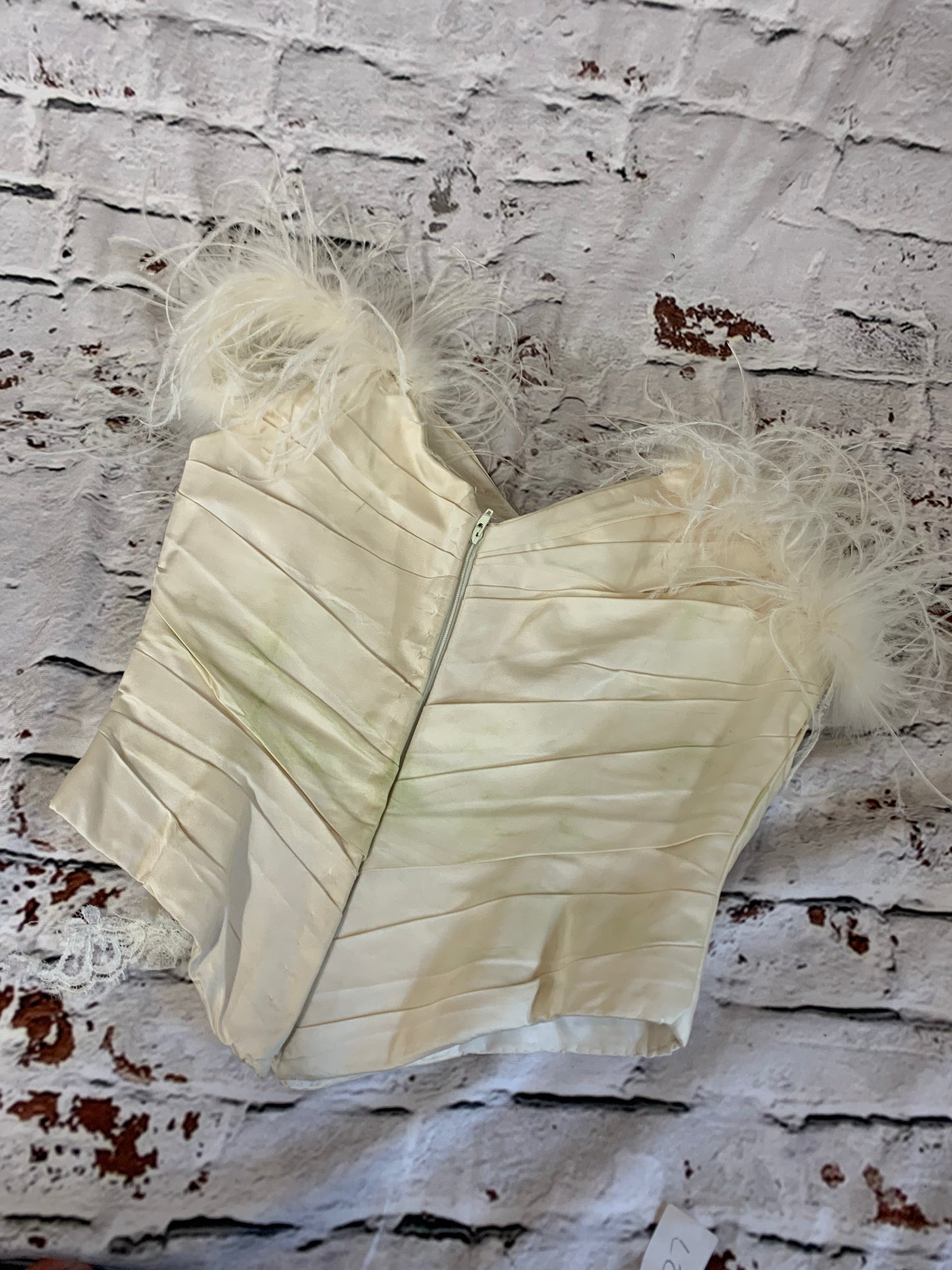 Terry Fox Preloved Satin Bodice with Feather and beaded embellishments Size 12
