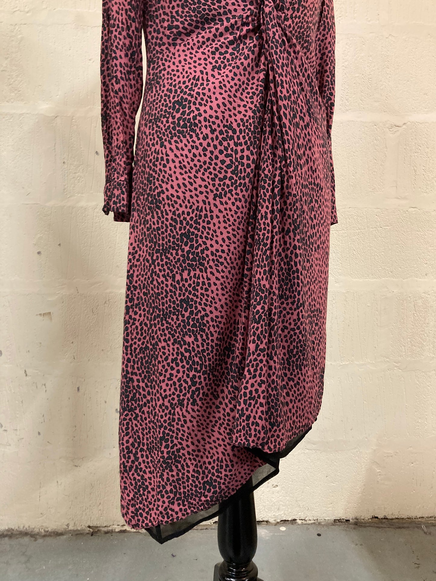 Pink and Grey Animal Print Midi Dress Size 10