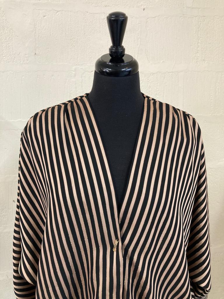 Vintage Richards Black and Gold Striped Top Size 14