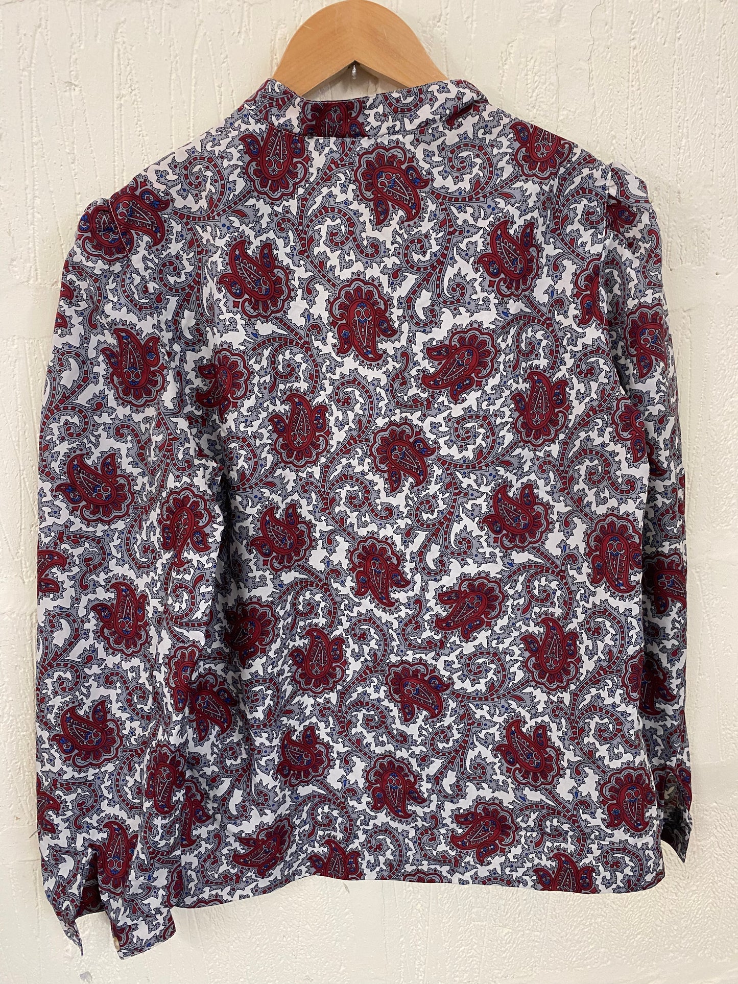 Vintage Red and Grey Paisley Blouse Size 12
