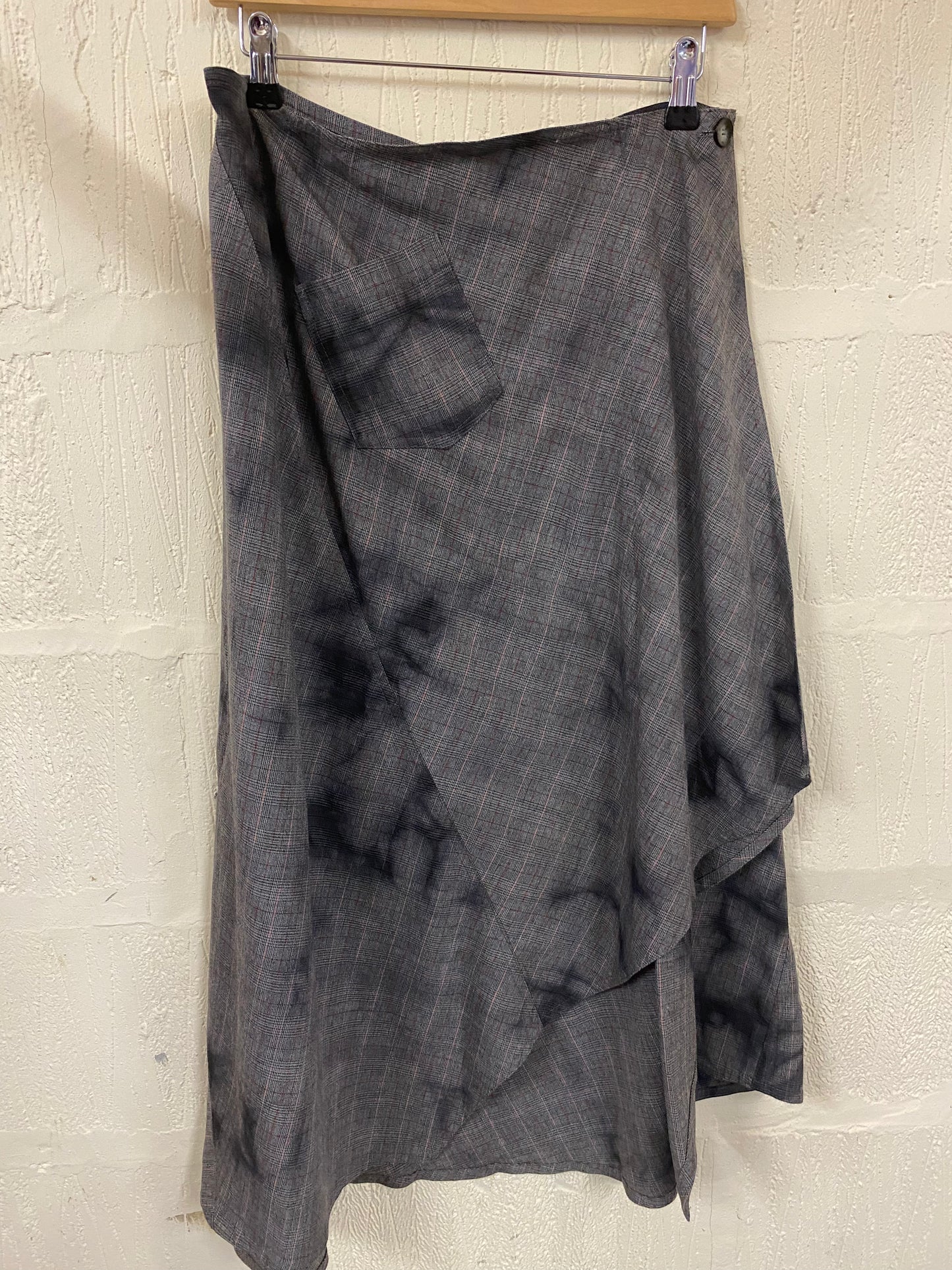 Claire.dk Distressed Fine Check Asymetric Skirt Size 12