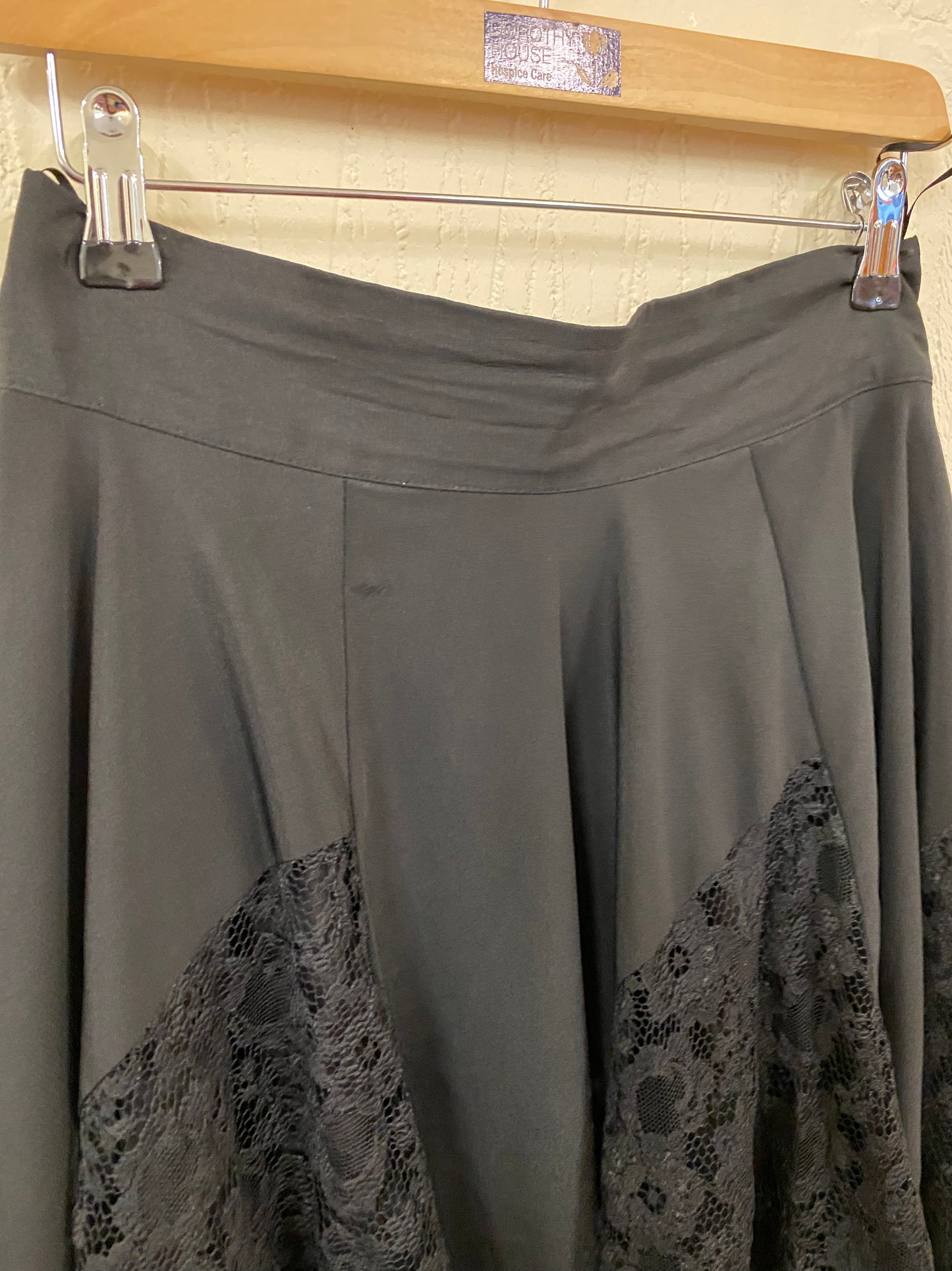 Vintage Swingy Black Lace Panelled Skirt Size 12