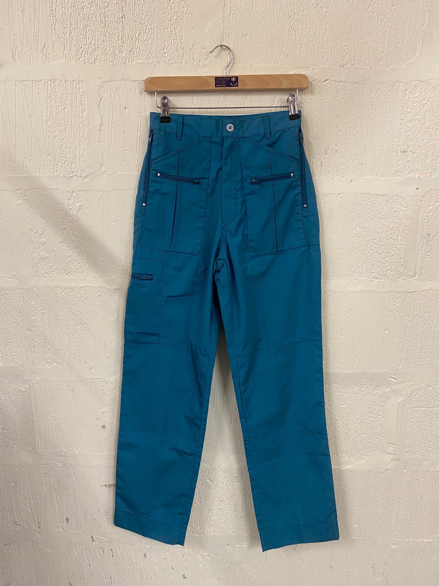 Vintage Teal Hiking Trousers with Zips Size 6-8