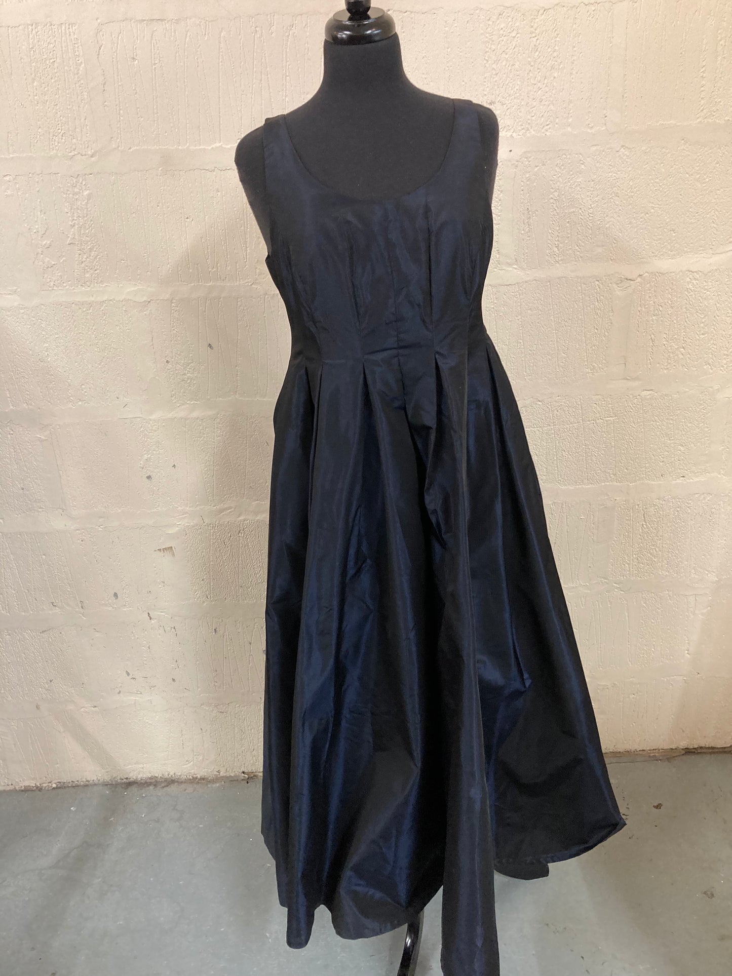 1990s Hand Made Midnight Blue Empire Line Evening Maxi Dress Size 10