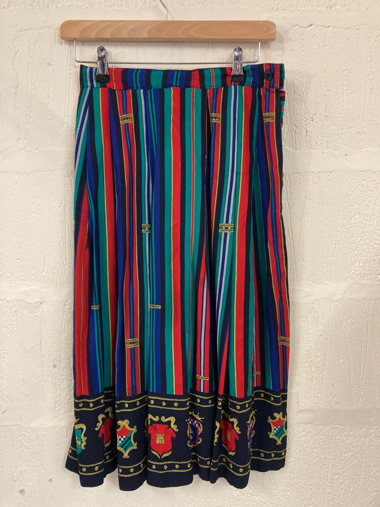 Vintage Red and Blue Multicoloured Skirt Size 6