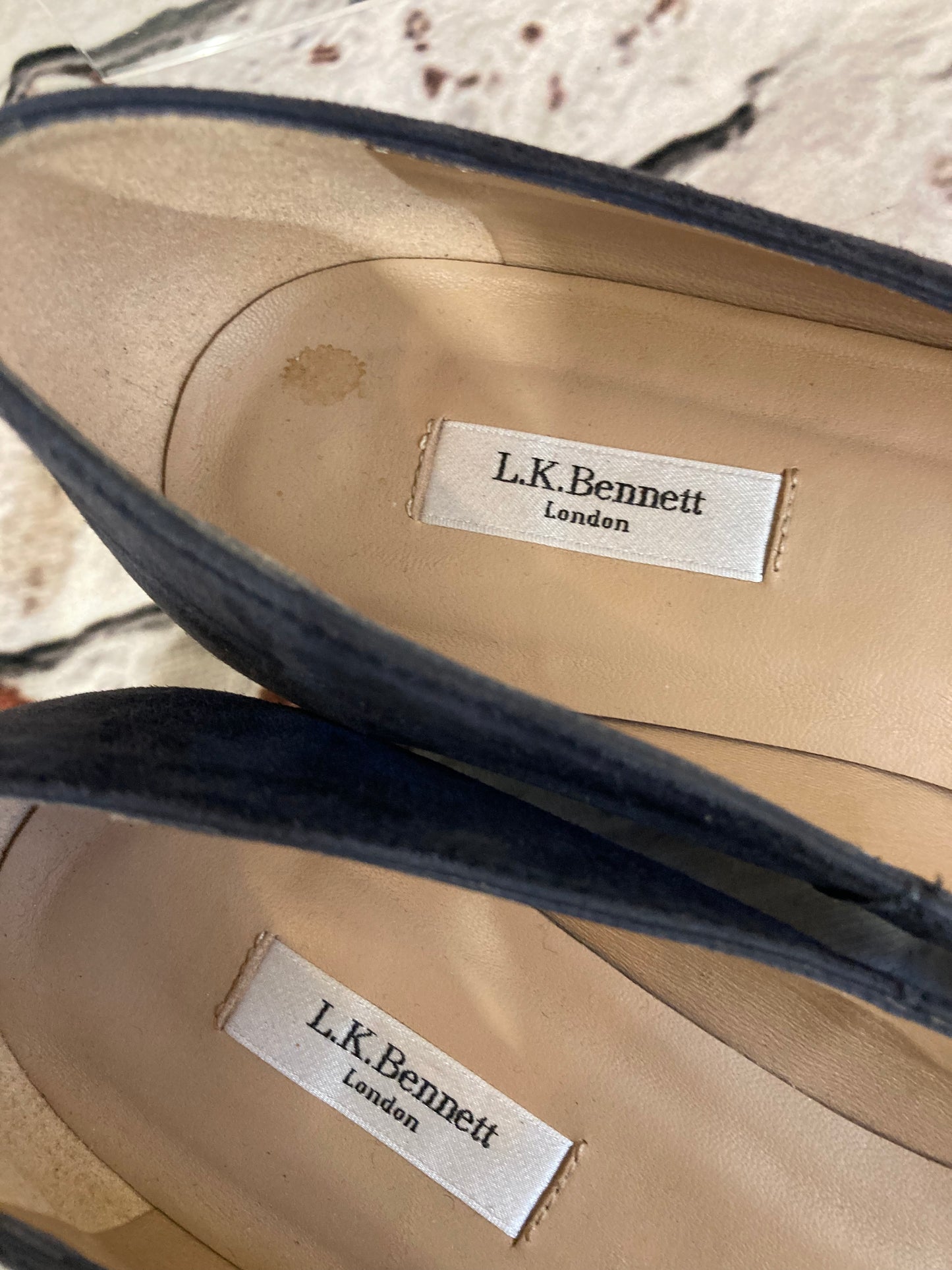 1950s style LK Bennett Grey Suede Pumps With Tortoiseshell Buckle Size 7 (41)