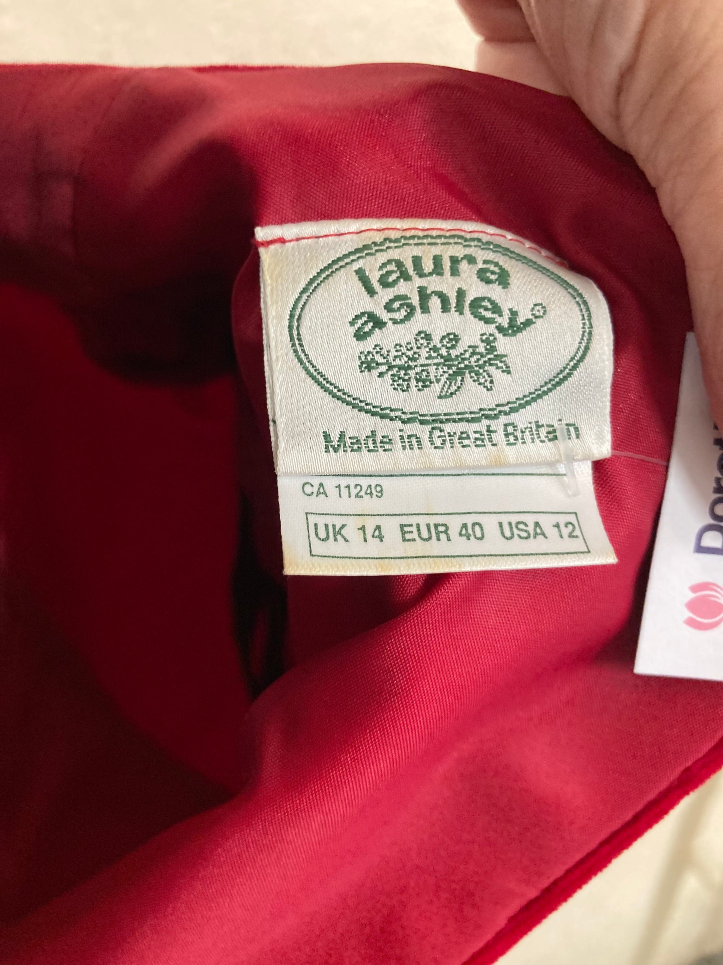 Vintage 1980s Red Velvet Laura Ashley Dress Size 14