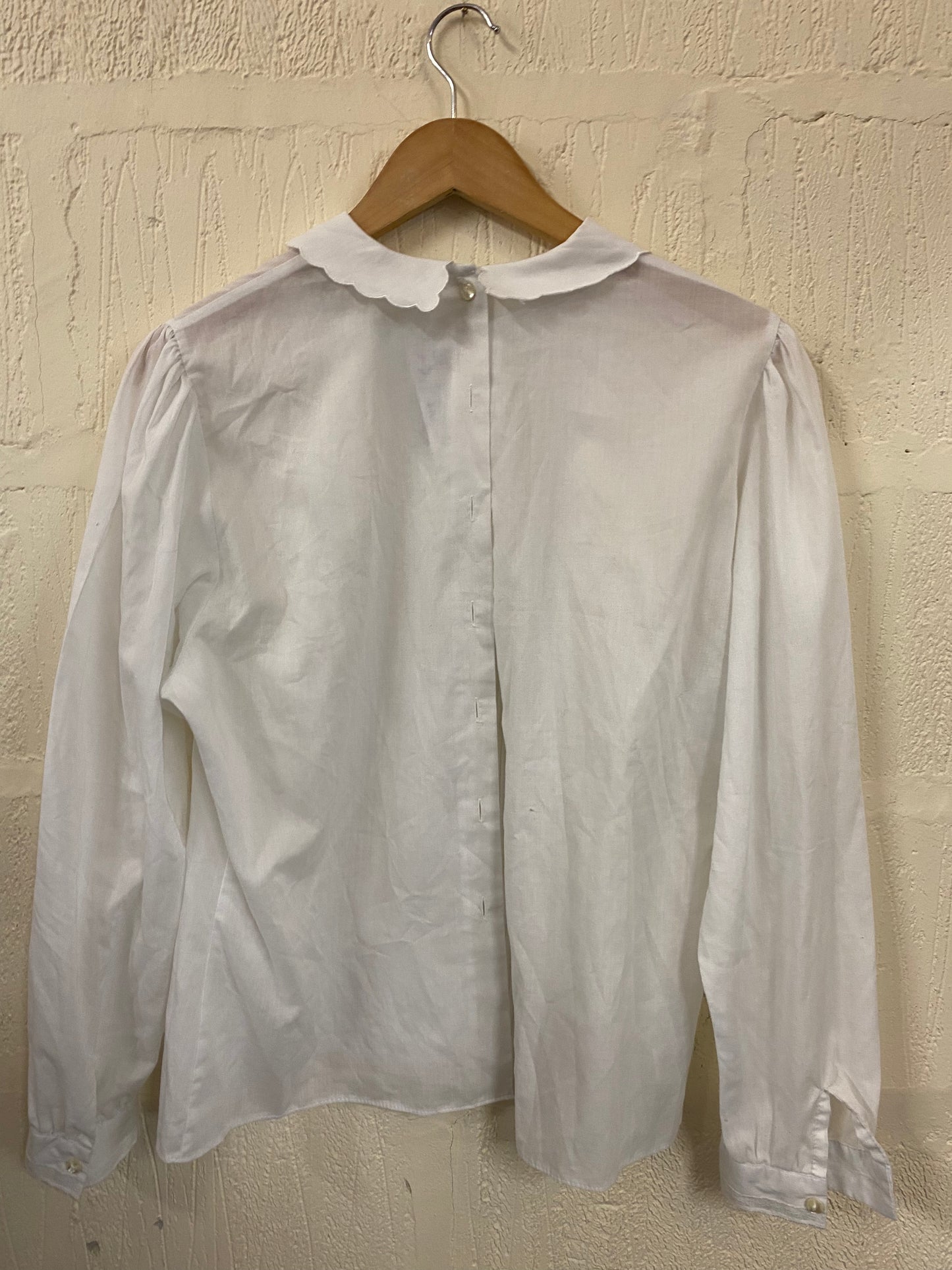Vintage St Michael White Blouse with Pin Tucks and Lace Collar Size 14