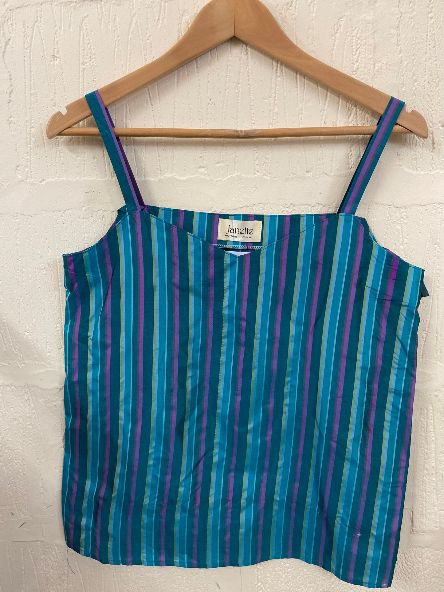Vintage Turquoise and Purple Stripe Camisole Top Size 10