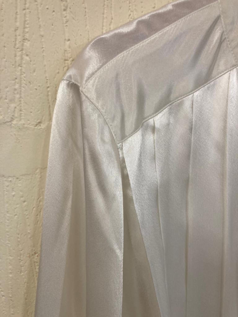 Vintage White Blouse with Gold Accent Buttons Size 12