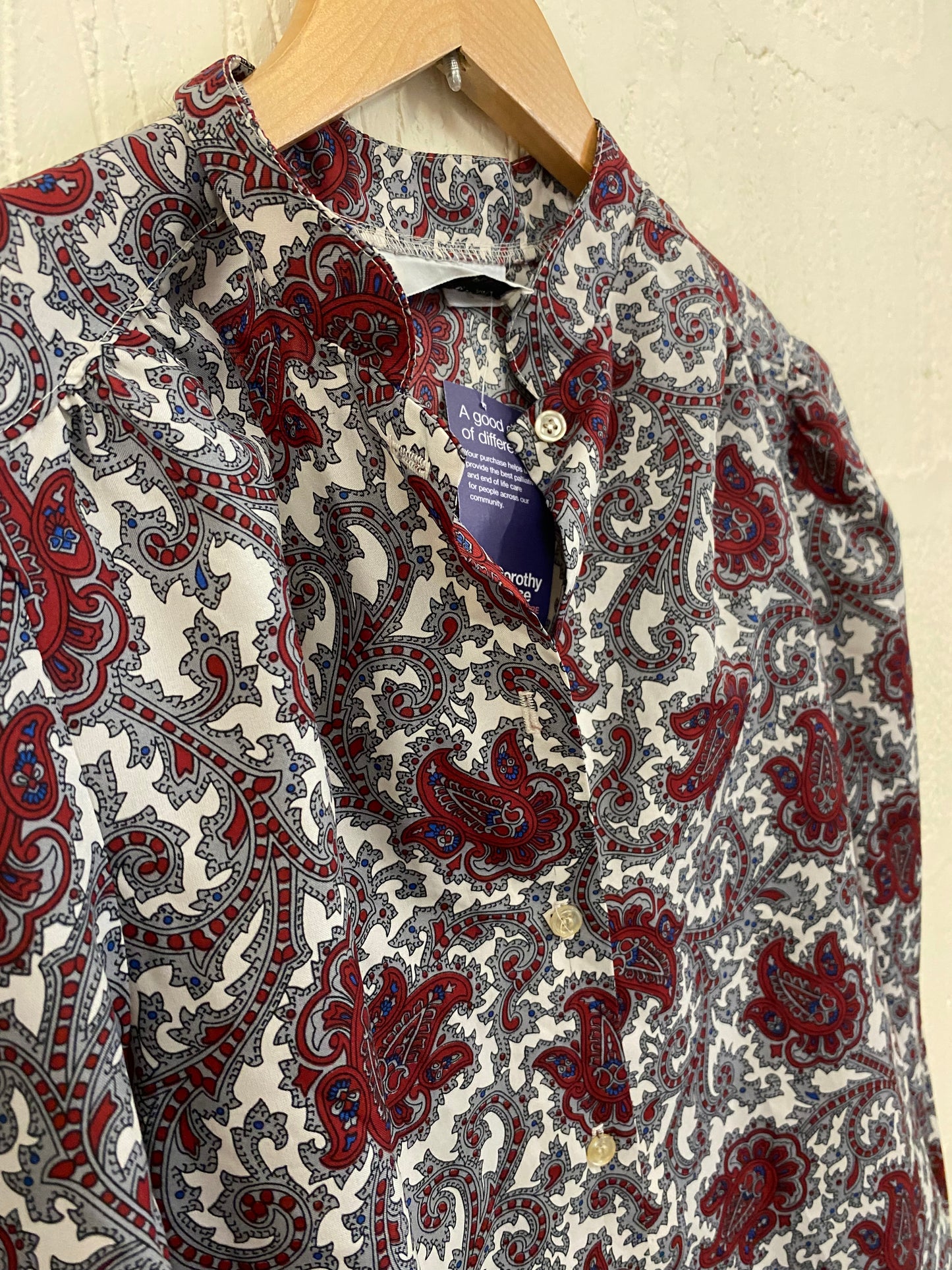 Vintage Red and Grey Paisley Blouse Size 12