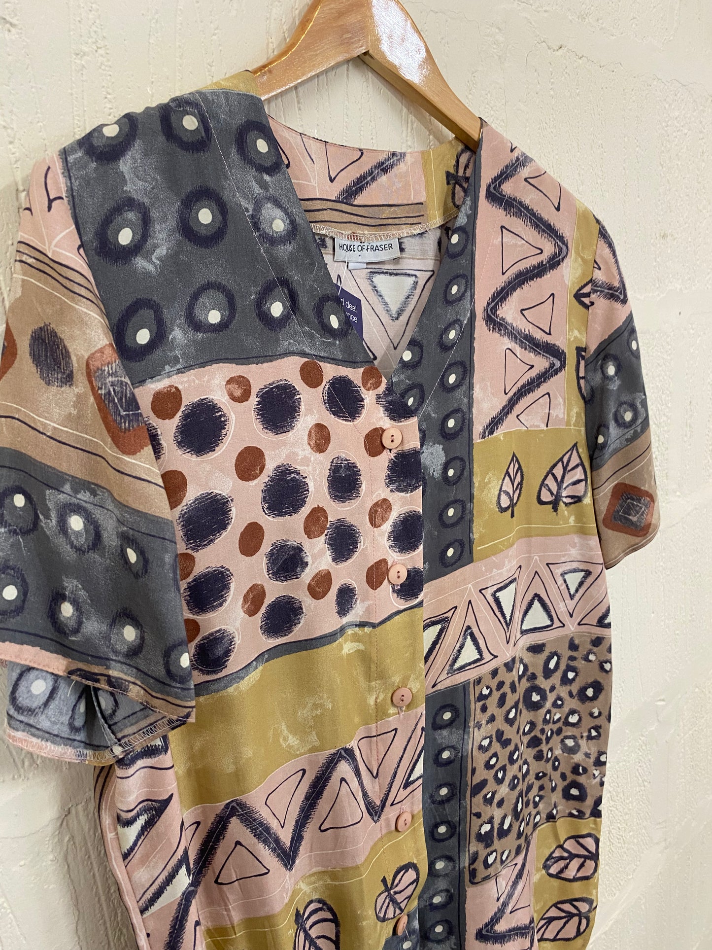 Vintage 1990s Style House of Fraser Printed Blouse Size 12