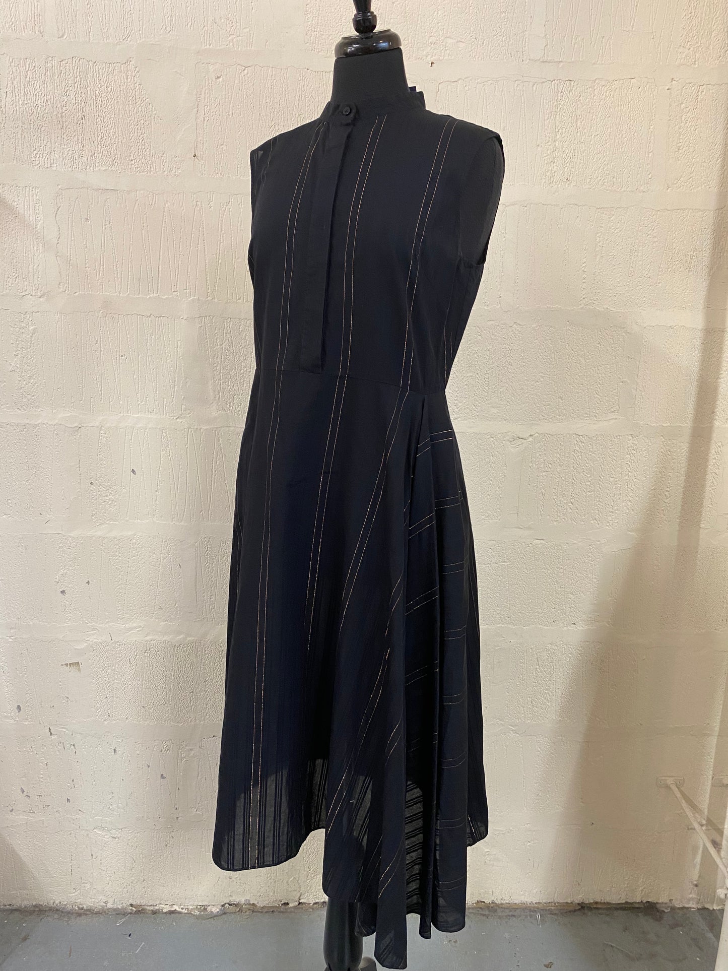 Black with Rose Gold thread Sleeveless Midi Dress Size 14