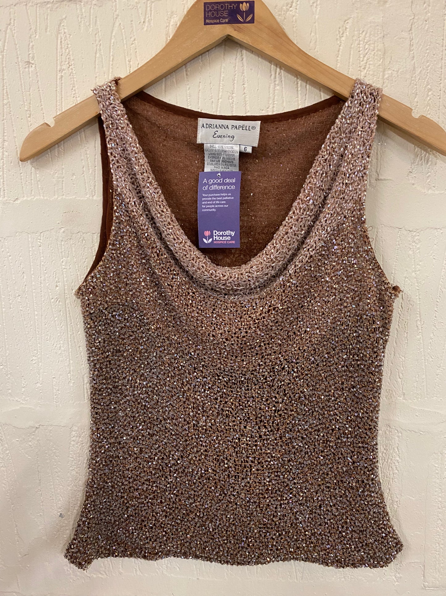 Vintage Italian Designer Camisole Beaded Top Size 10