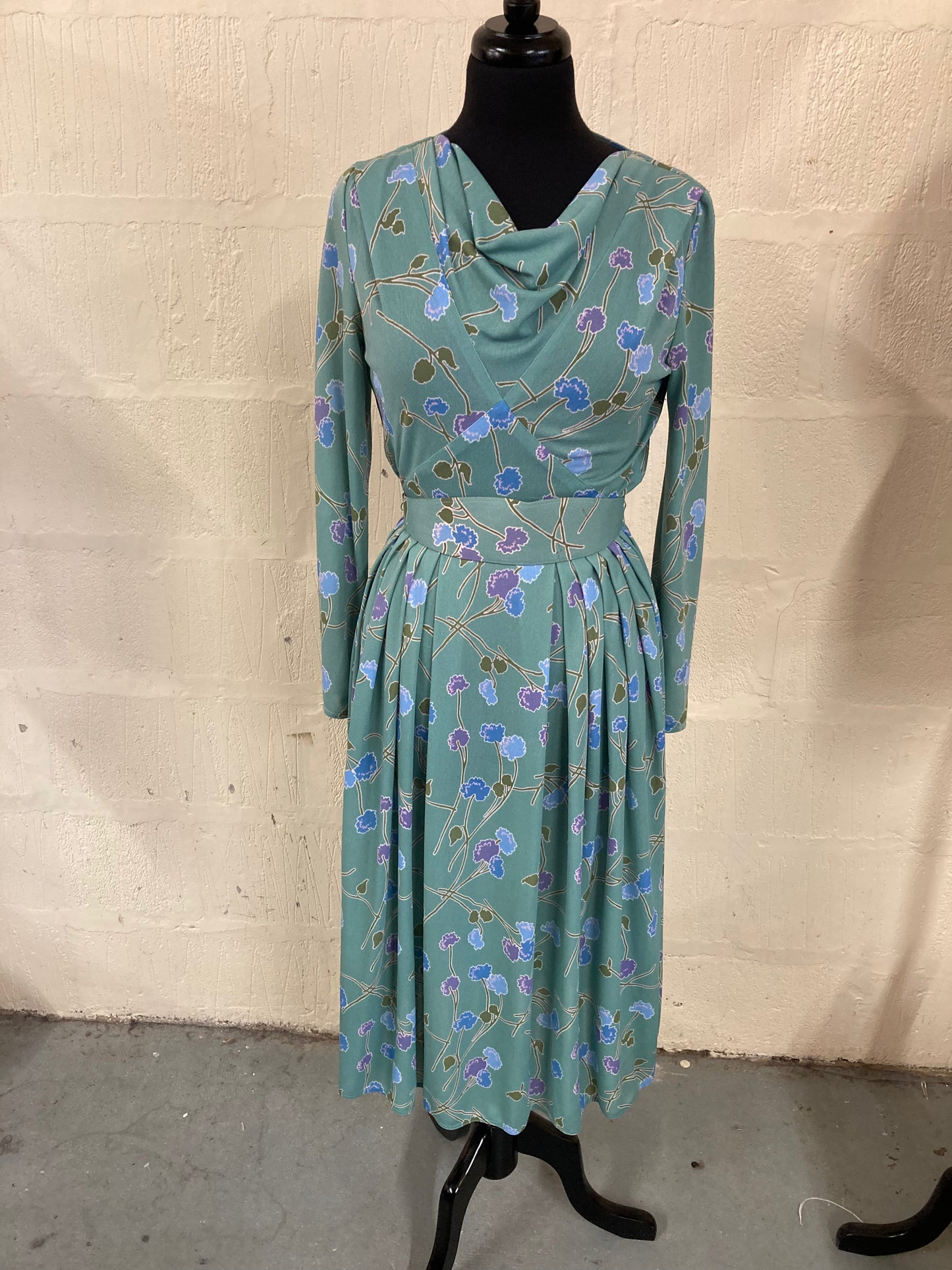 Vintage Gold Label by Tricoville Mint Green Floral Dress Size 10