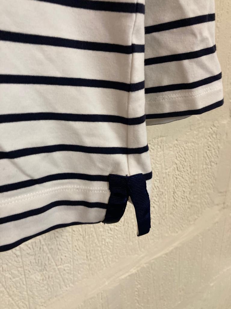 Preloved Jaeger Stripey Cream and Navy Long Sleeve Top Size L