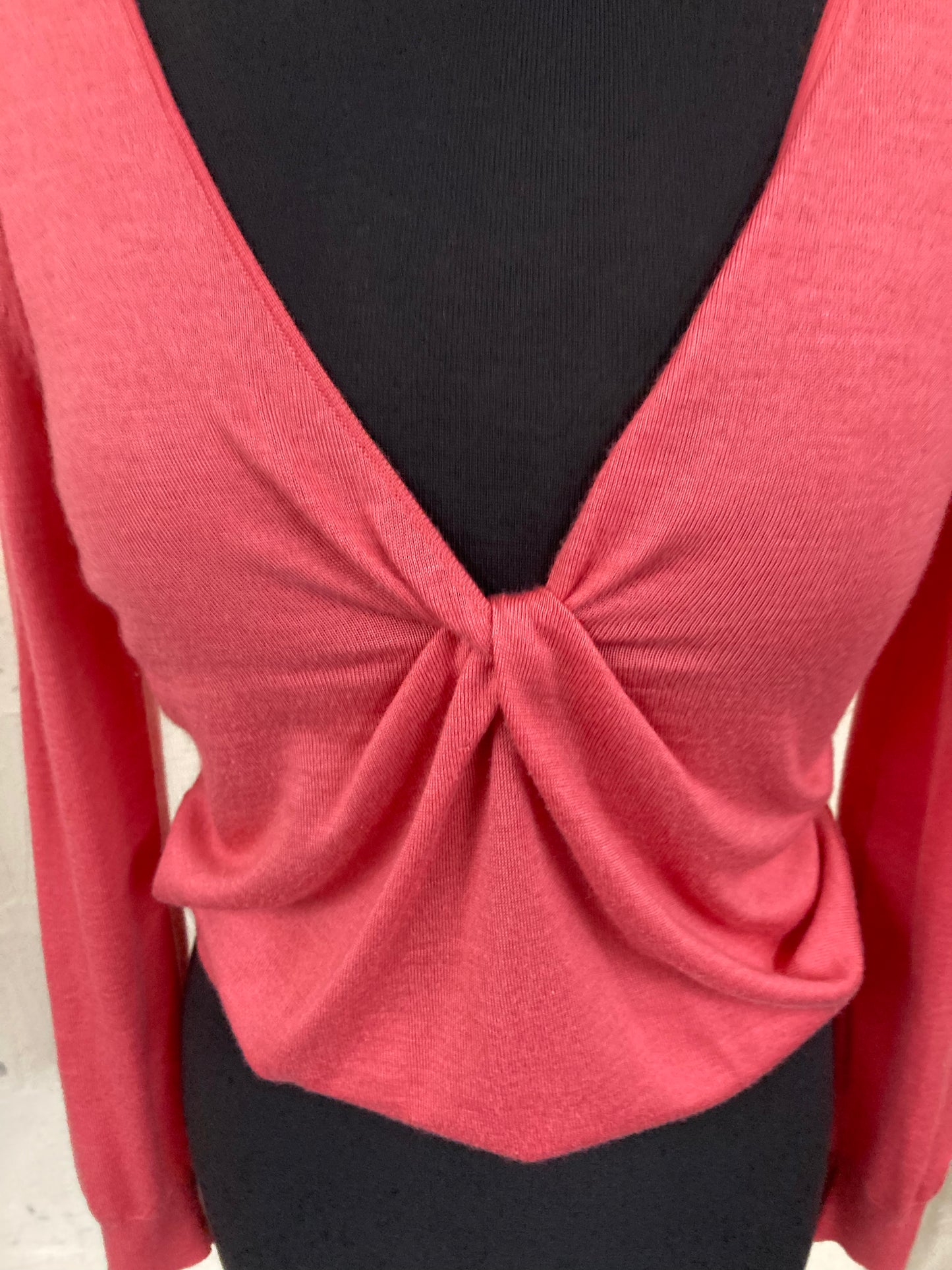 Pink Alexander McQueen Cashmere Mix Jumper With Twisted V Neckline Size 8