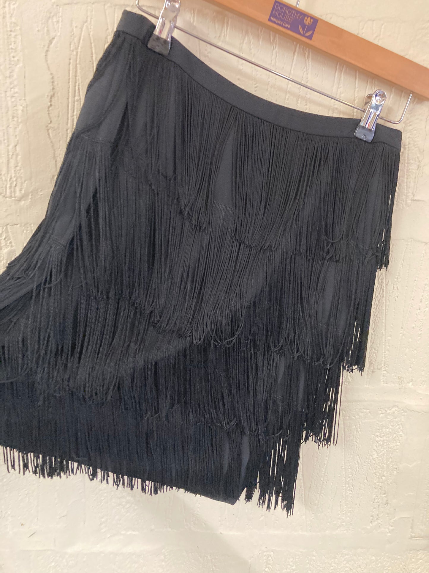 BNWT Black Fringe Mini Skirt by Ralph Lauren Size 8