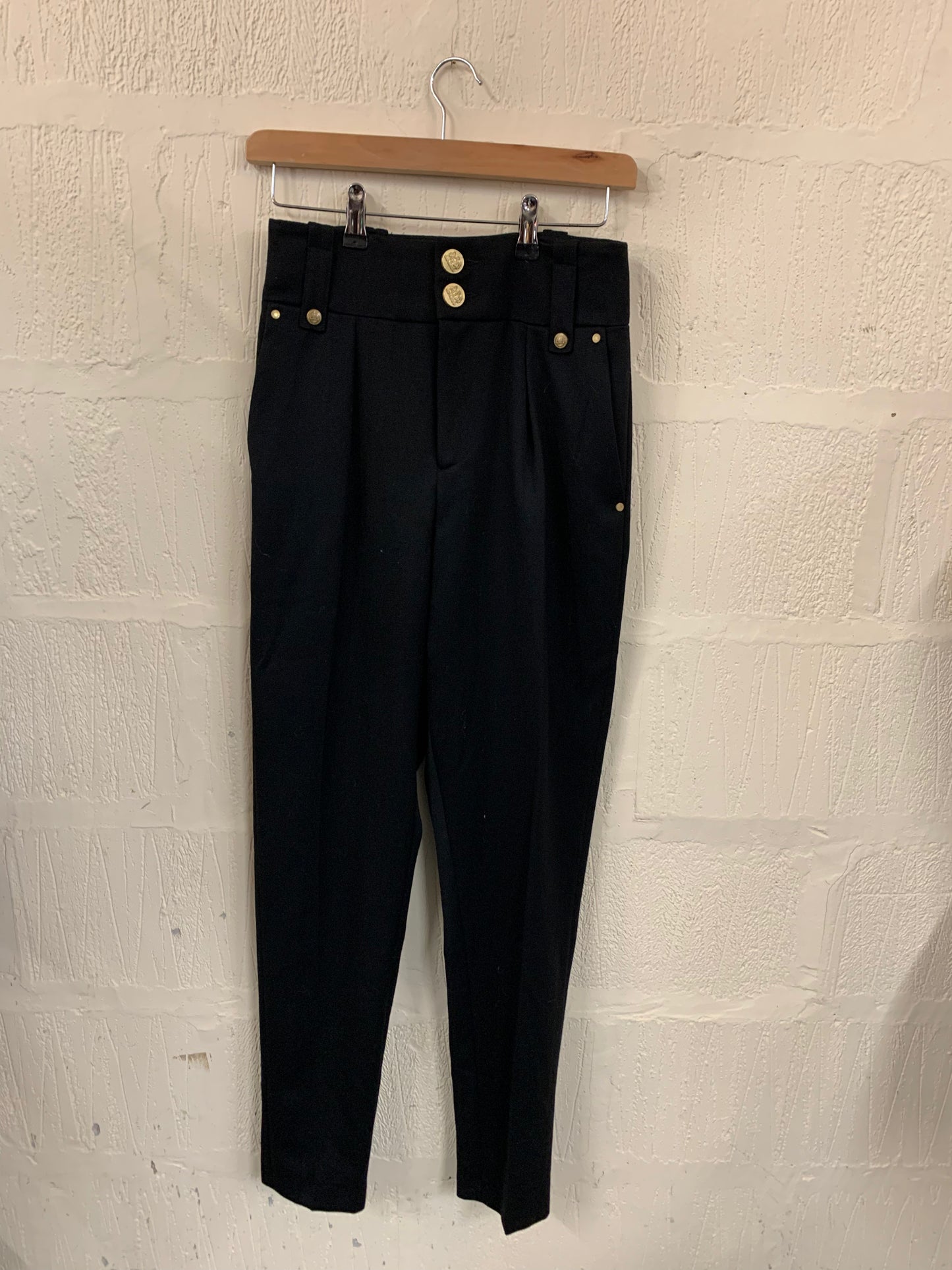 Vintage Holland Cooper Black Wool High Waisted Trousers Size 8