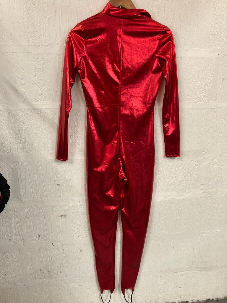 Shiny Metallic Red Jumpsuit Size XS
