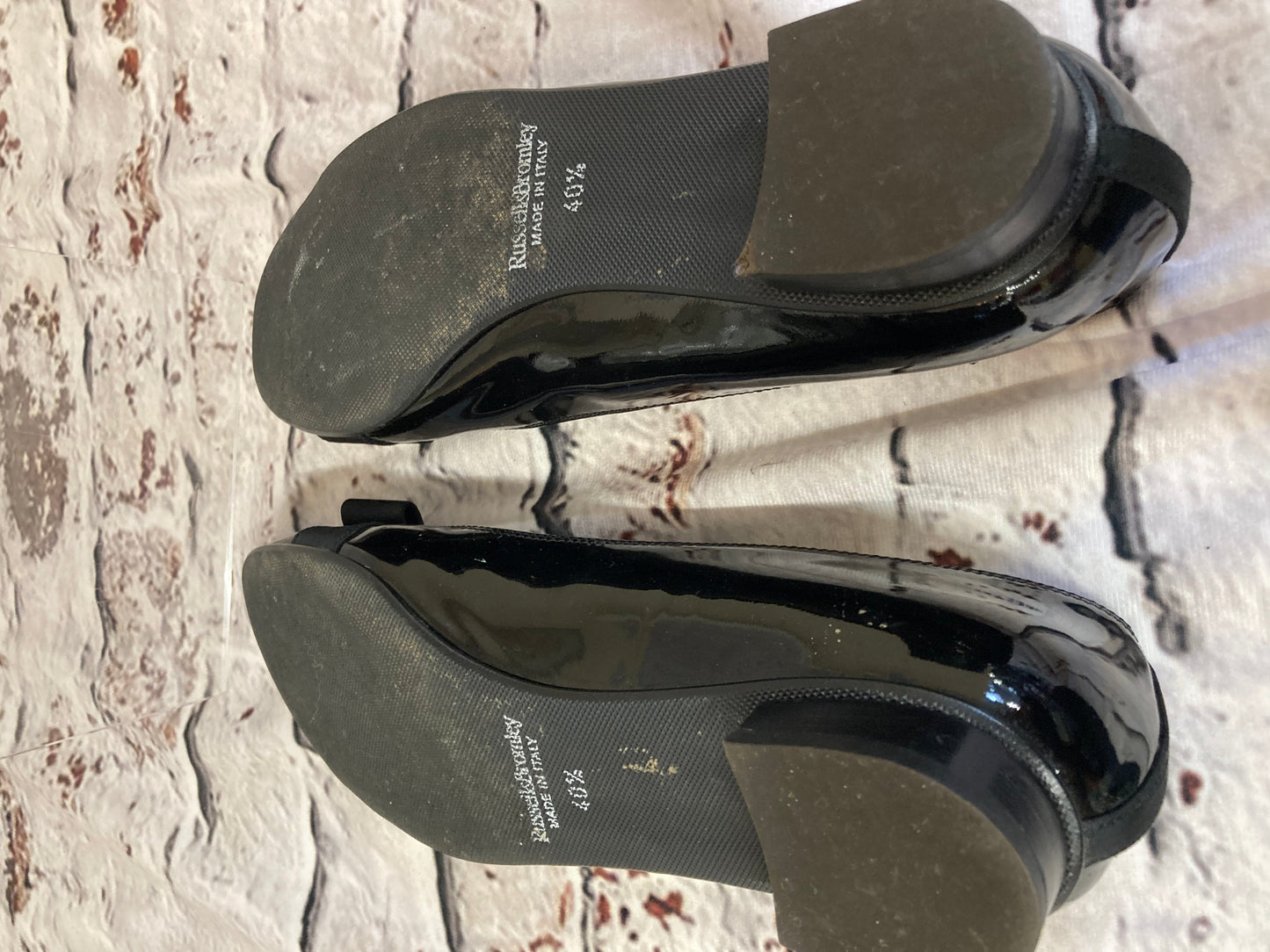Vintage Russell & Bromley Black Patent Pumps Size 7 (EU 40.5)