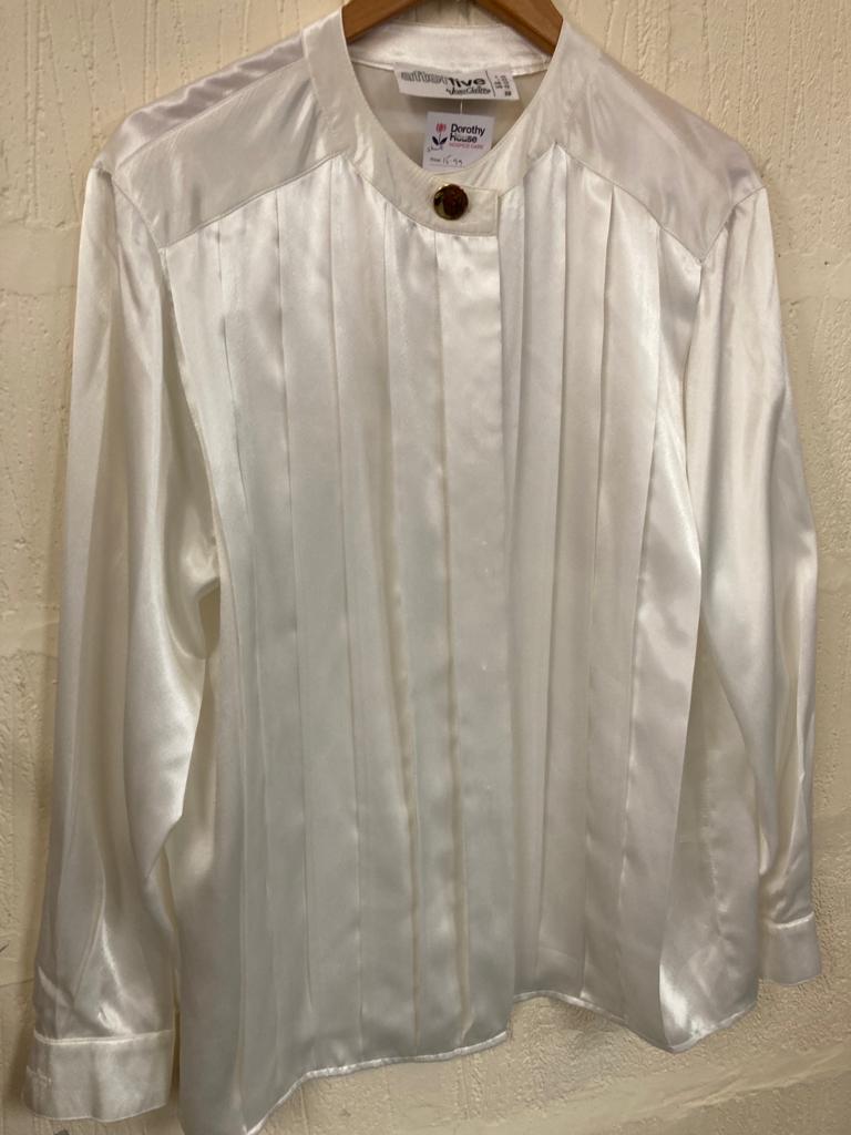 Vintage White Blouse with Gold Accent Buttons Size 12