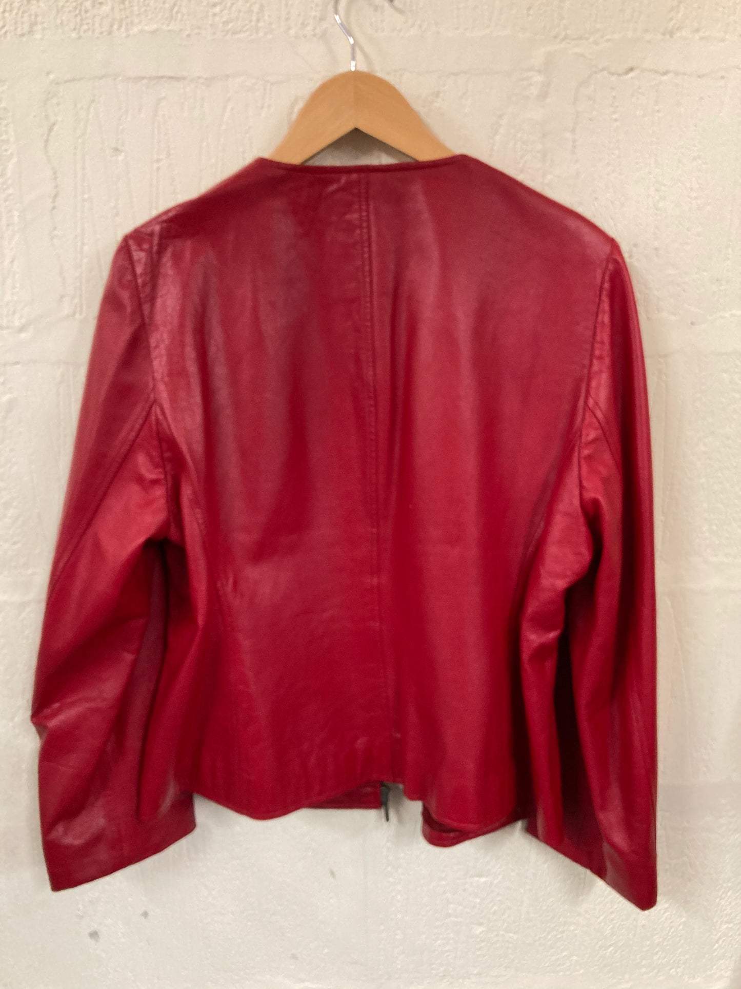 1990s Planet Red Leather Boxy Jacket Size 14