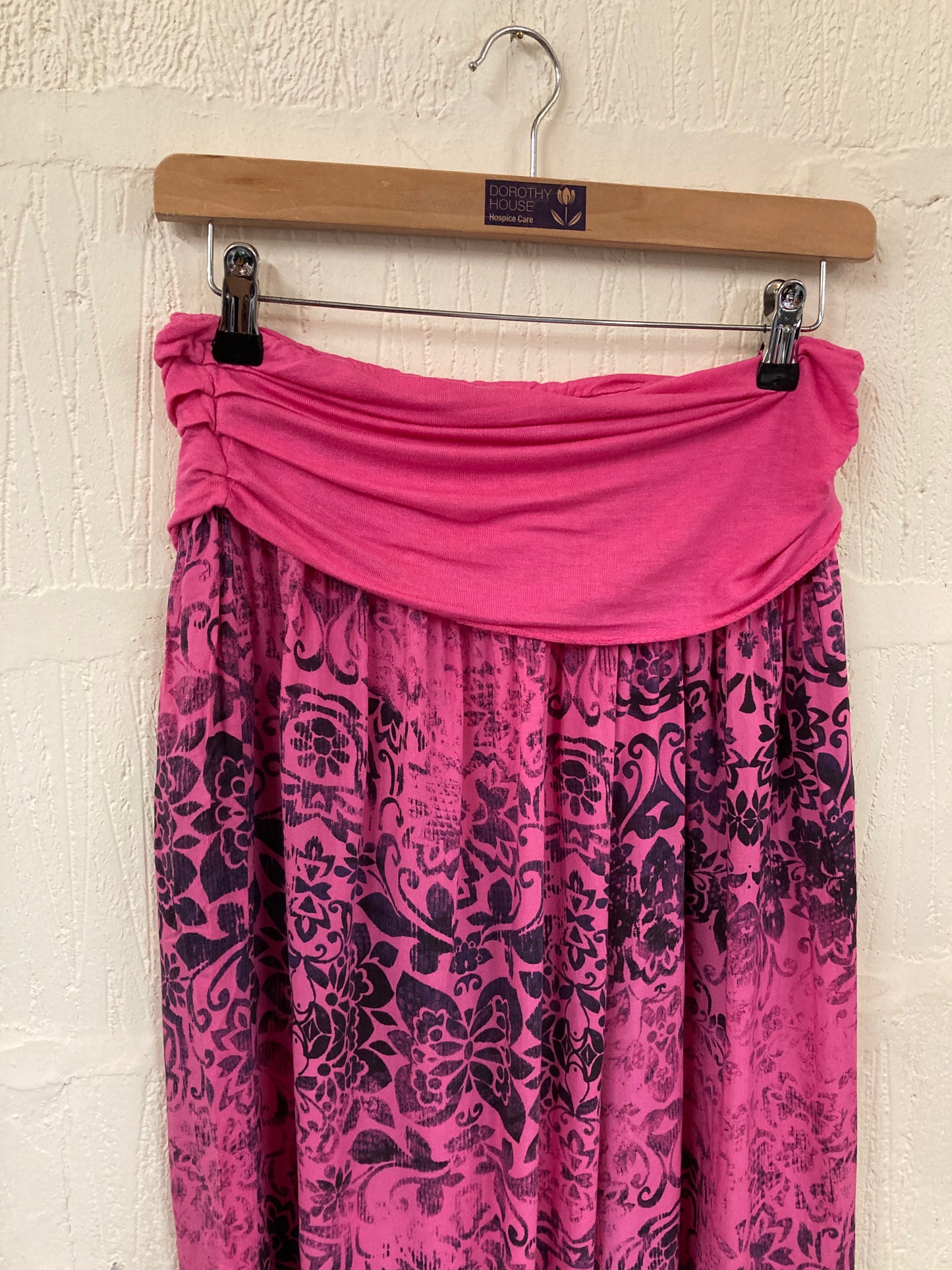 00s Bright Pink with Dappled Floral Pattern Harem Pants Size 8