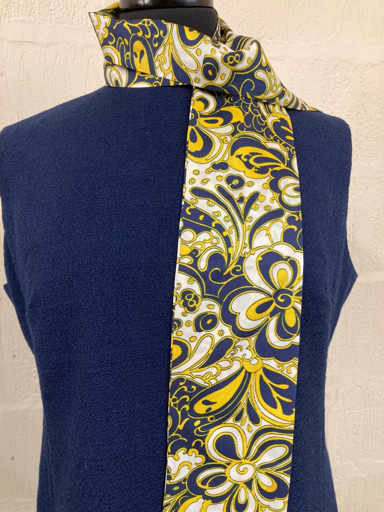 Vintage Mansfield Navy Wool Sleeveless Shift Dress Size 12-14