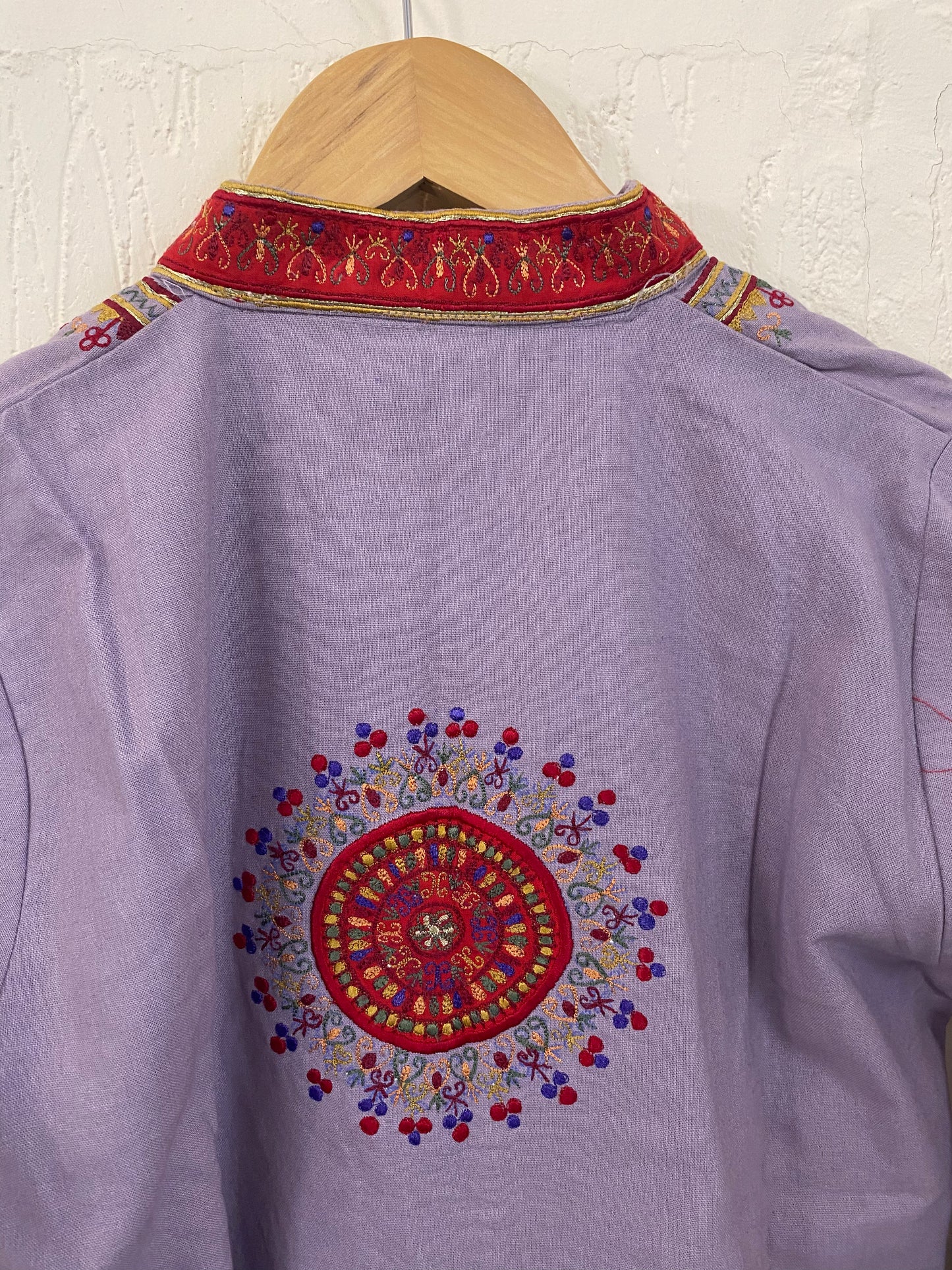 Preloved Purple Embroidered Kurta Shirt. Size M- L