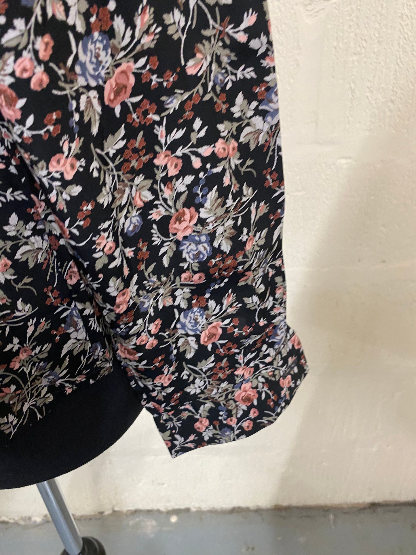 Vintage Laura Ashley Black Floral Blouse Size 12