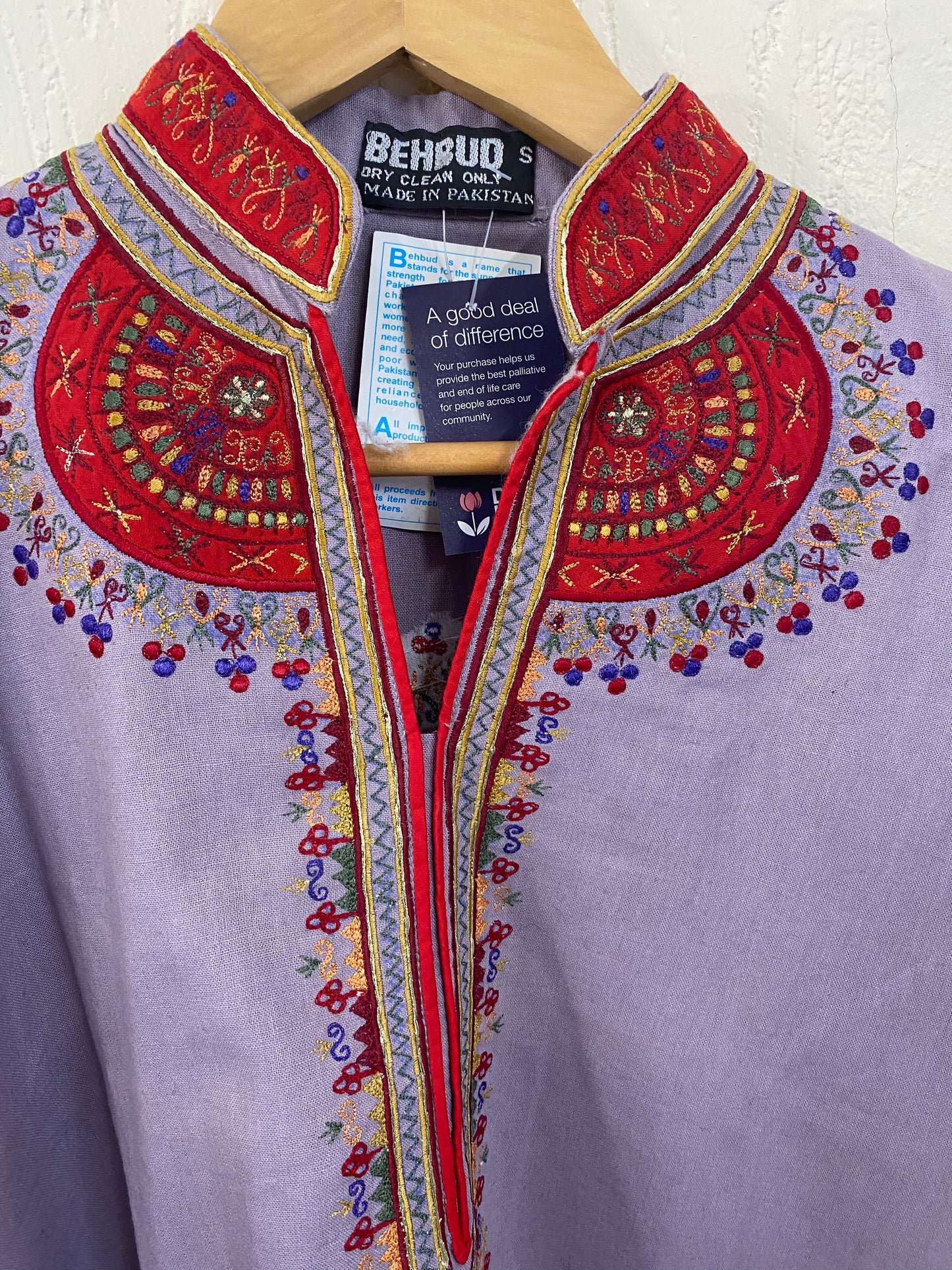 Preloved Purple Embroidered Kurta Shirt. Size M- L