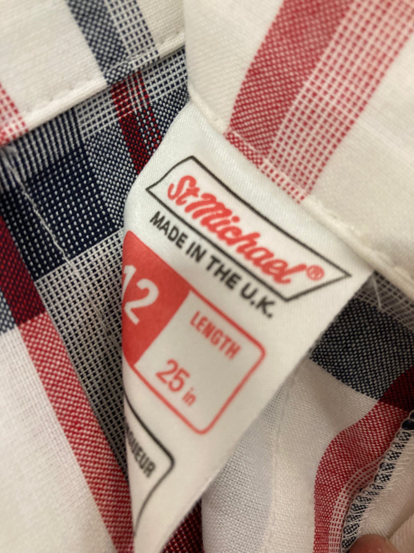 Vintage St Michael Red White and Blue Pleated Plaid Skirt Size 8