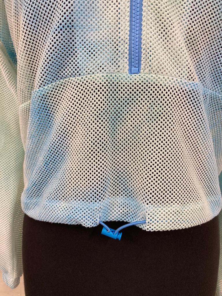 Y2K Blue and Green Tie Dye Mesh Top Size M