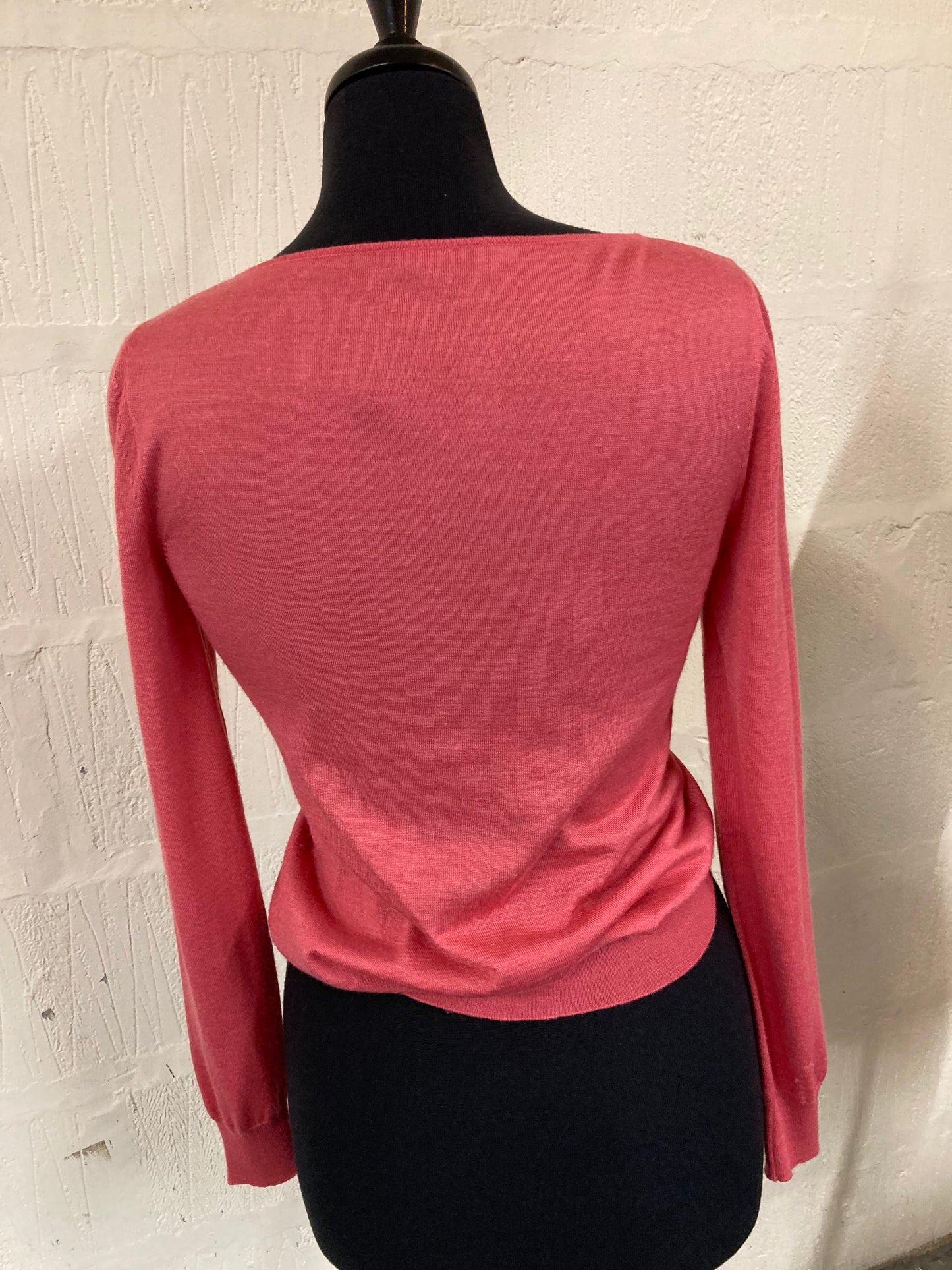 Pink Alexander McQueen Cashmere Mix Jumper With Twisted V Neckline Size 8