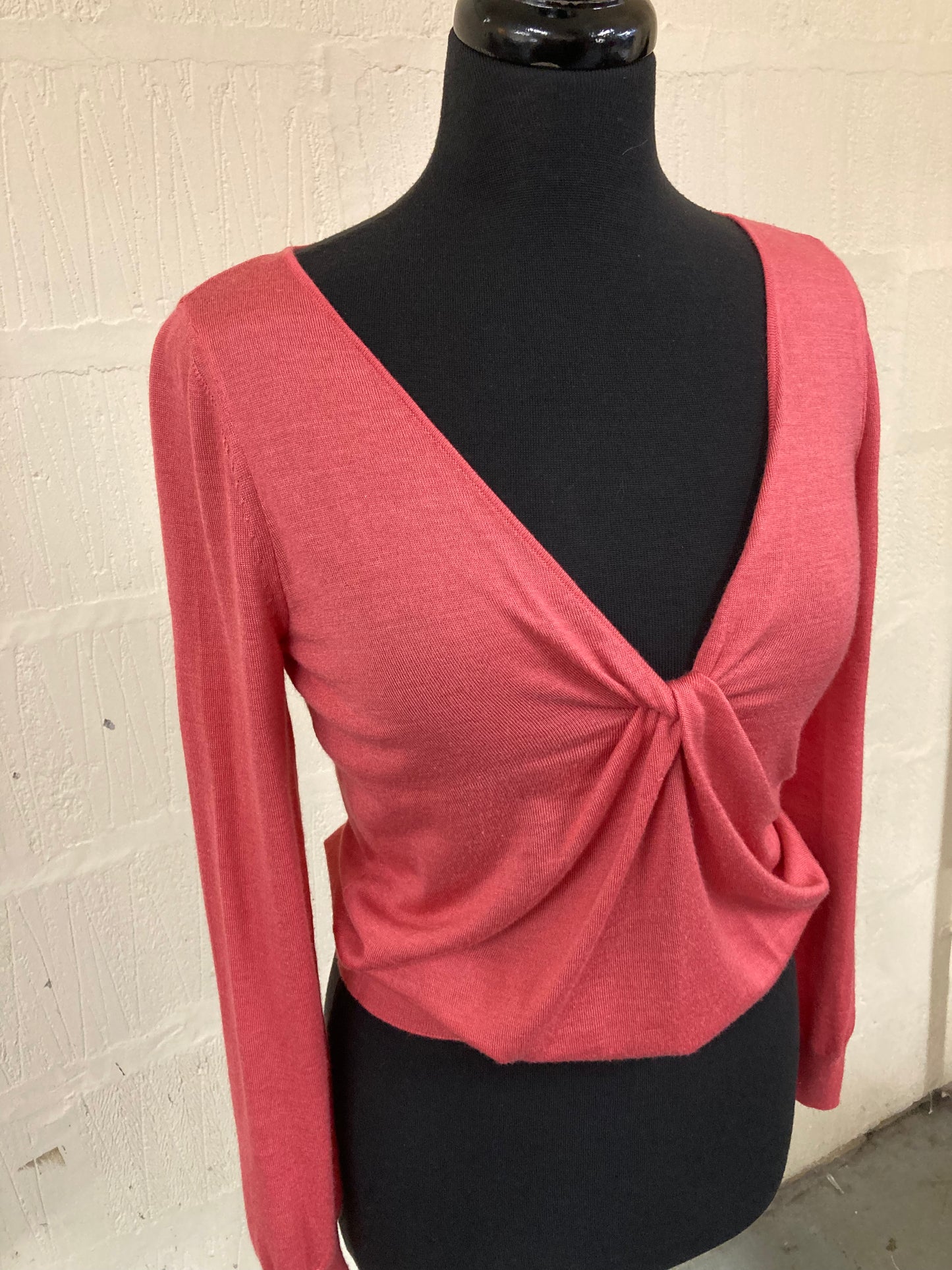 Pink Alexander McQueen Cashmere Mix Jumper With Twisted V Neckline Size 8