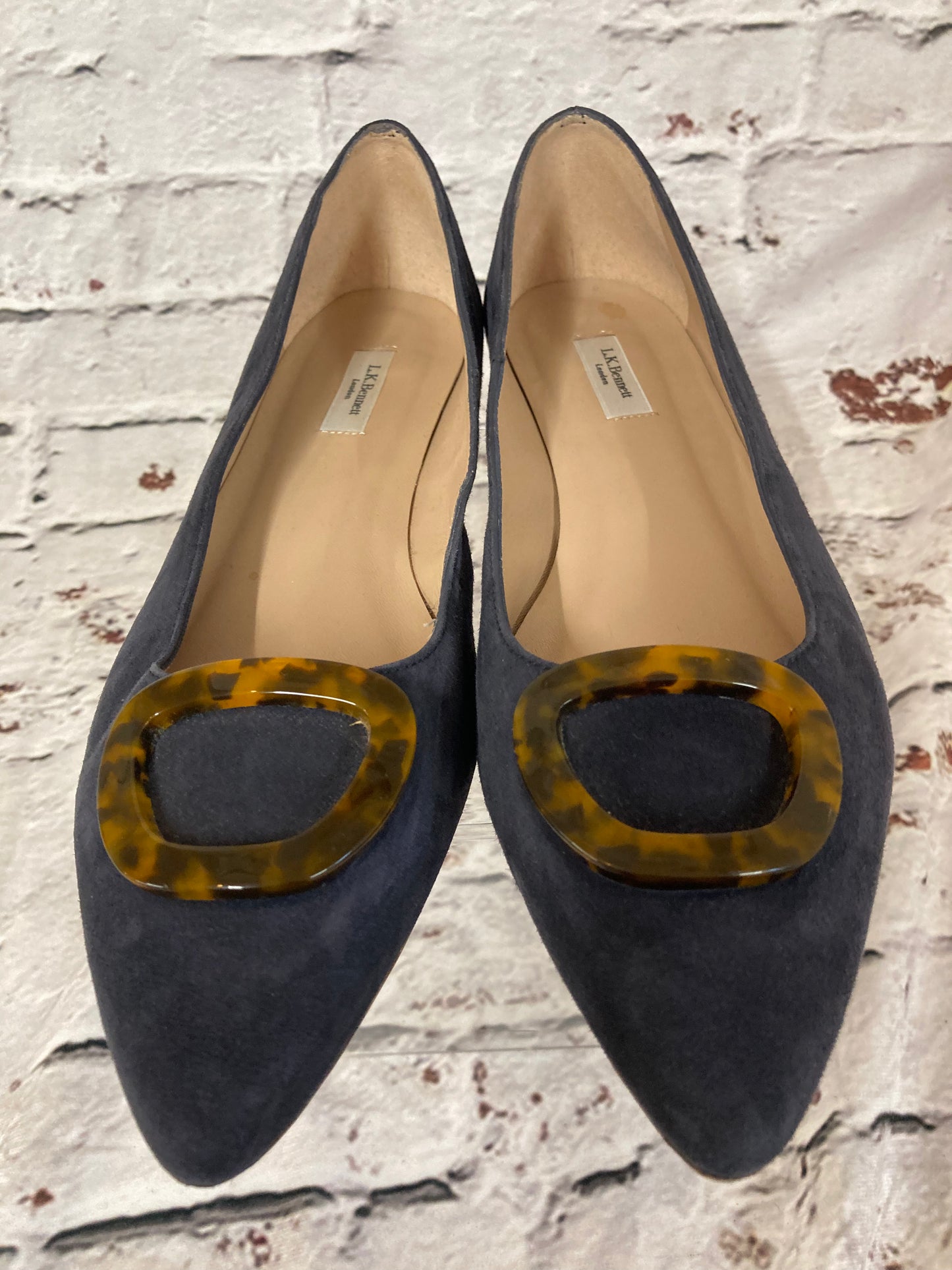 1950s style LK Bennett Grey Suede Pumps With Tortoiseshell Buckle Size 7 (41)