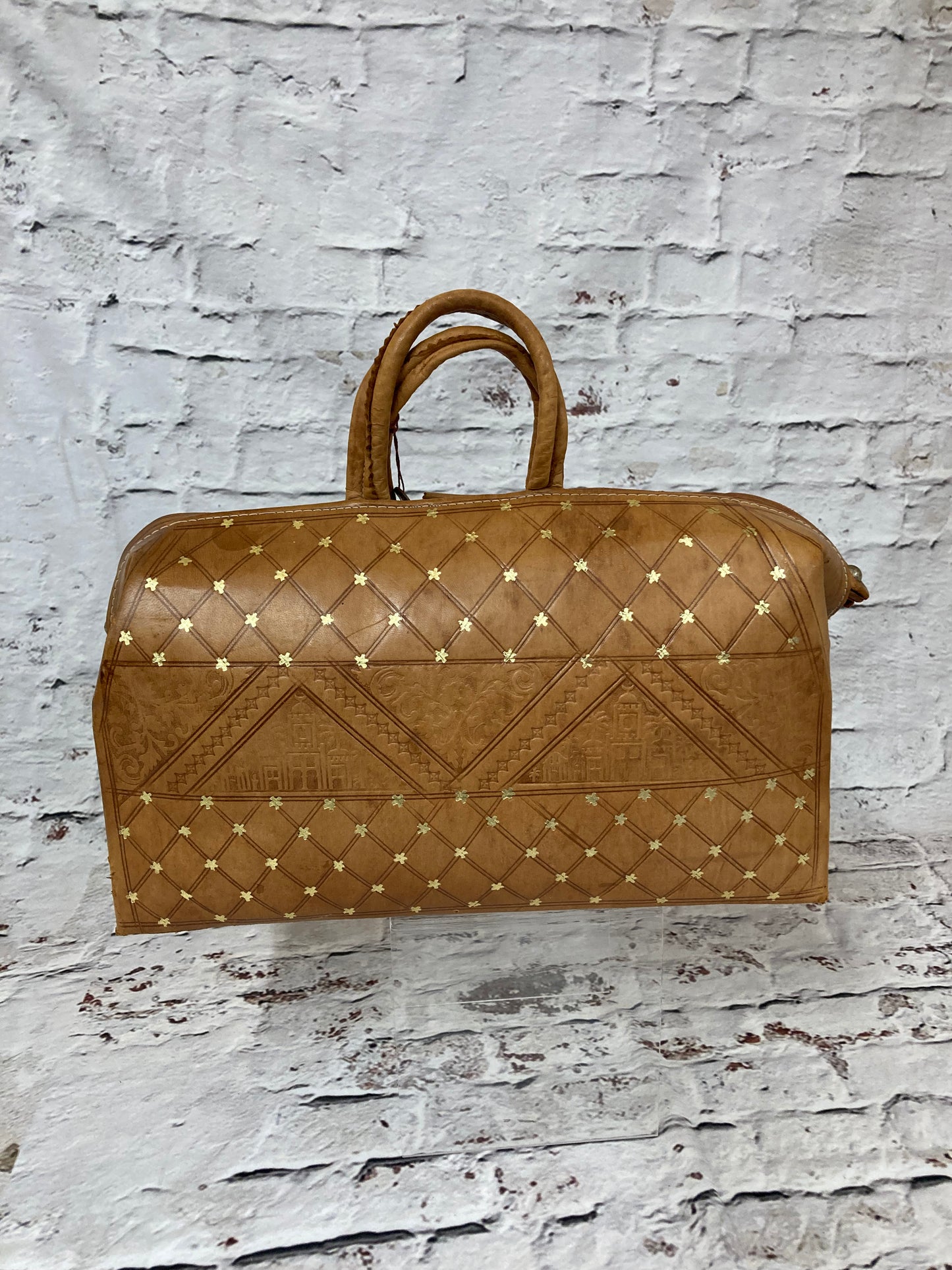 North African Light Tan With Gold and Red Embellishment Doctors Bag with Lock