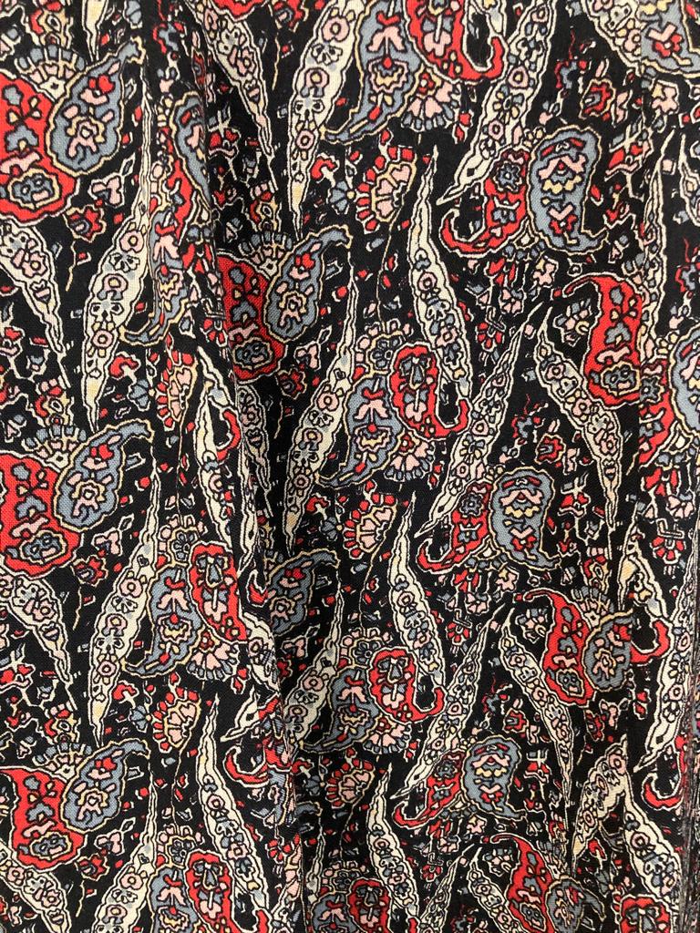Vintage Liberty Black Multi Colour Patterned Wool Skirt Size 12