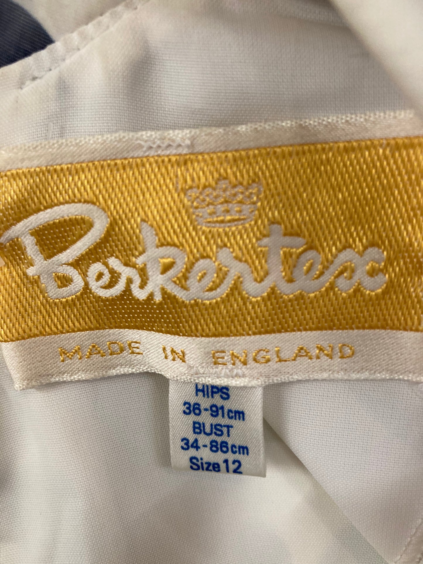 1970s Berketex White with Navy Spots Maxi Dress Size 8/10